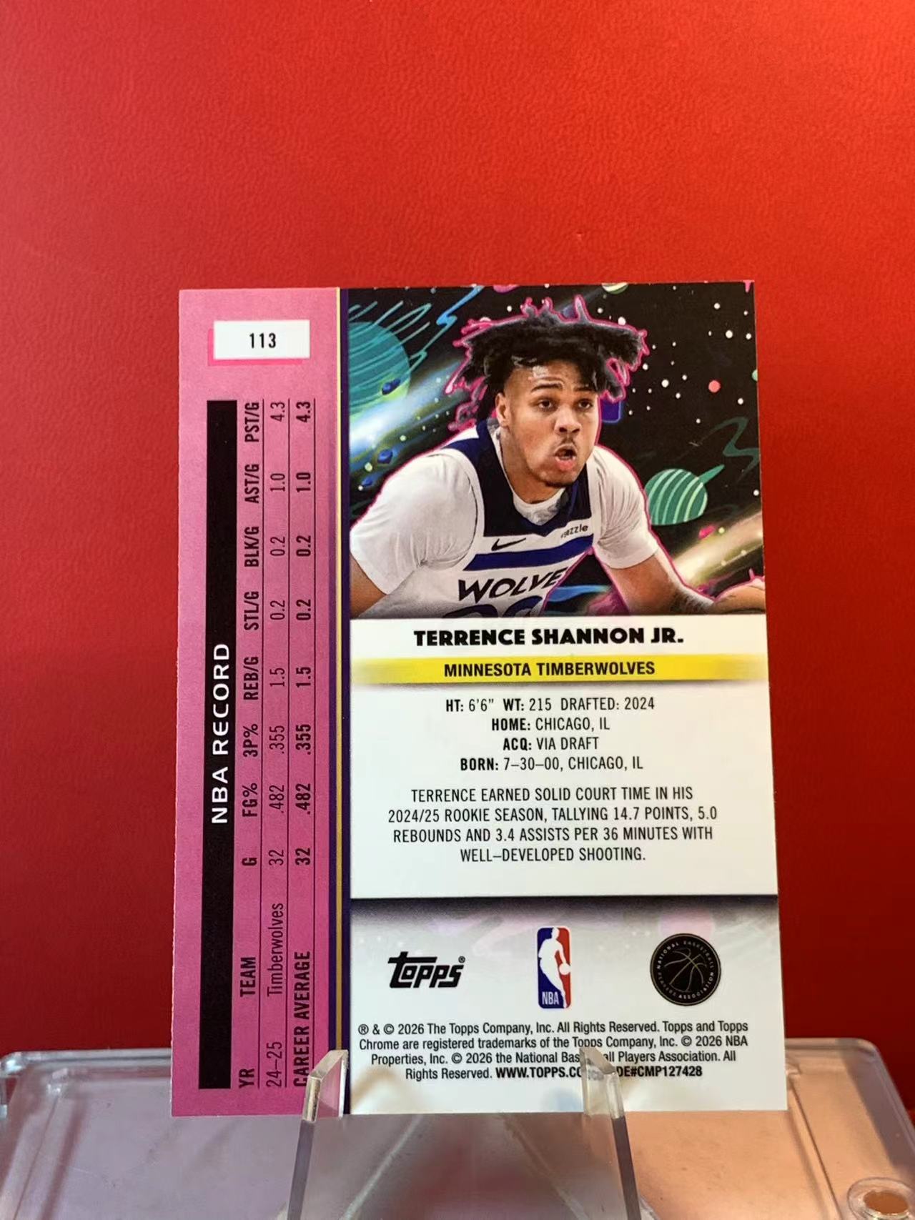 (詹叔代拍)2025-26 Topps Cosmic Chrome Terrence Shannon Jr. 宇宙 森林狼 小特伦斯香农 018/199编 顺丰寄付 泰山