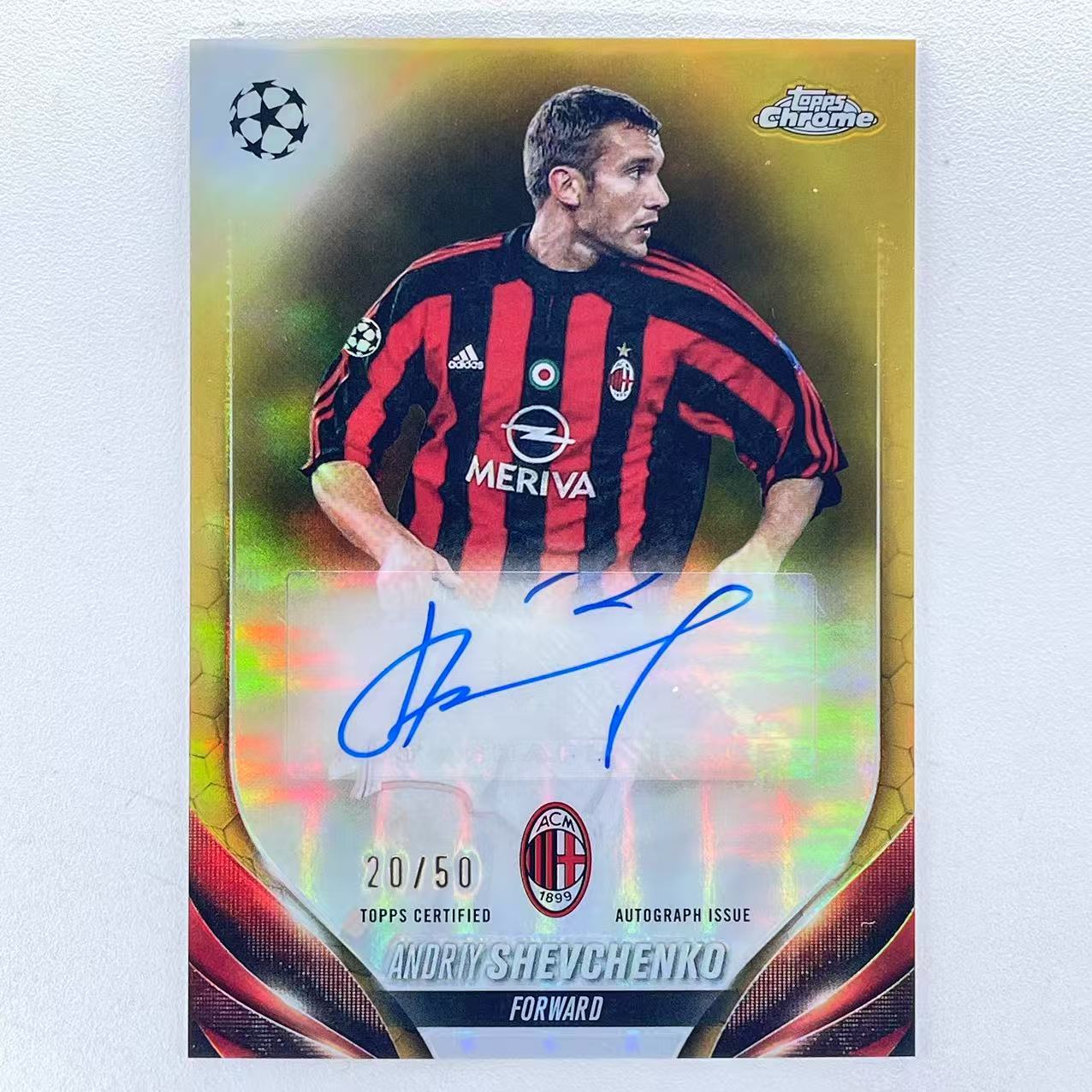 Carte Sportive Auto Andriy Shevchenko 2023-24 Topps Crystal - AC Milan, 32/50, Autographe