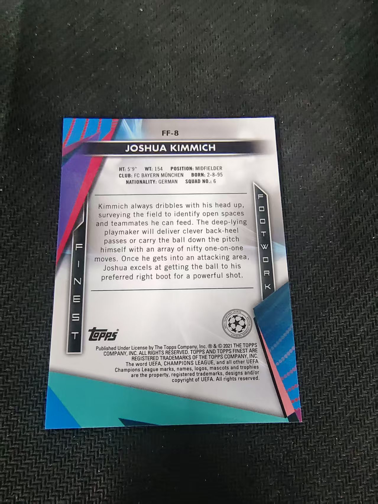 【可合并,不累计】2021 Topps Finest Joshua Kimmich 约书亚基米希 欧冠 银折 特卡 #8 划痕 边角瑕疵