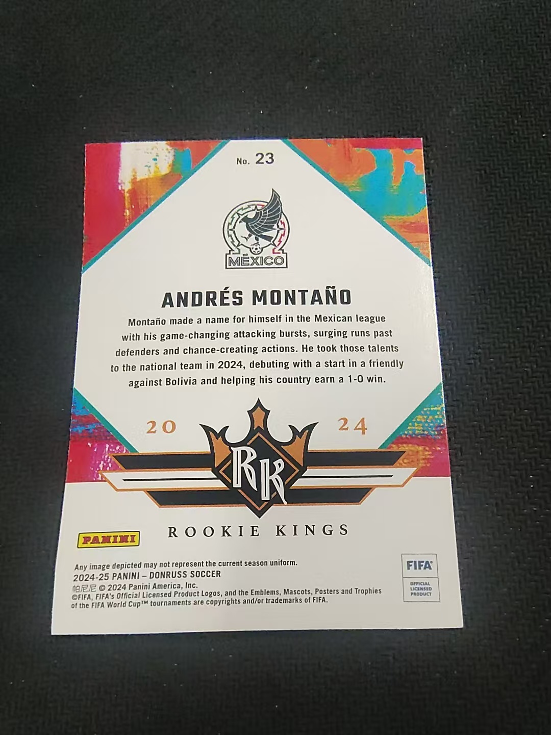 【可合并,不累计】2024-25 Panini Donruss Andres Montano RC 墨西哥 蒙塔诺 新秀 油画特卡 FIFA杜蕾斯 划痕 边角瑕疵 #23