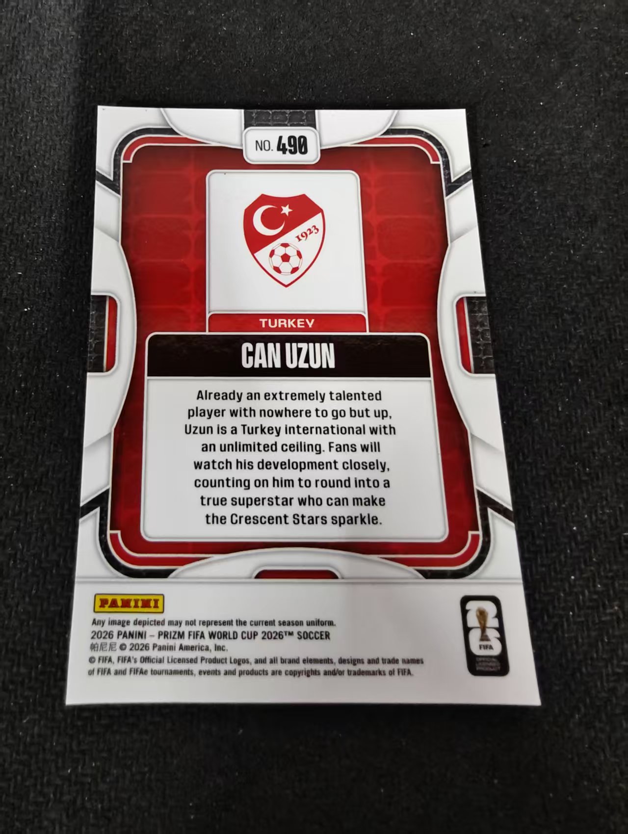 2026 Panini World Cup Prizm Can Uzun 土耳其 法兰克福 詹 乌尊 PZ世界杯 划痕 边角瑕疵#490