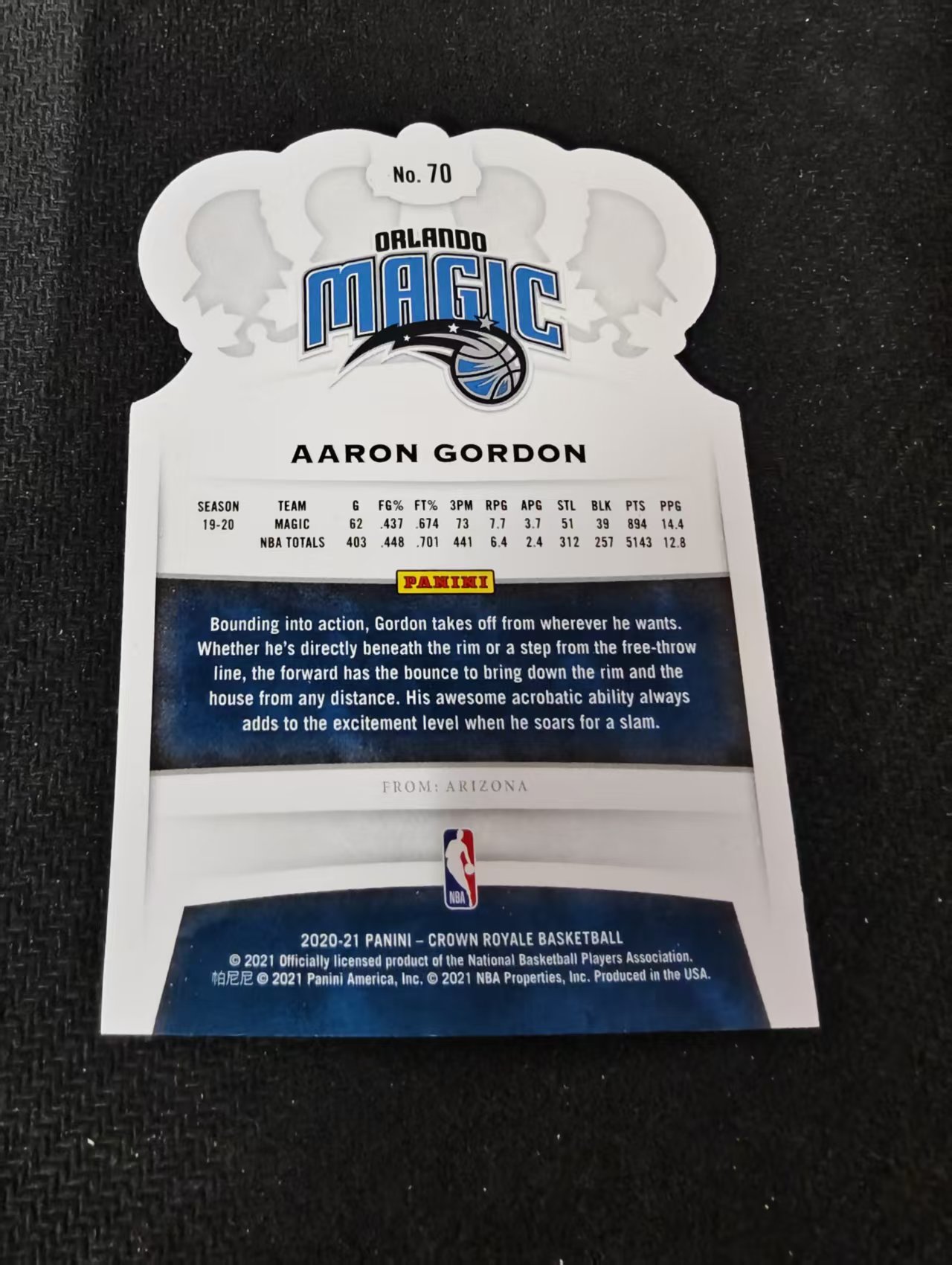 2020-21 Panini Crown Royale Aaron Gordon 阿隆 戈登 魔术 皇冠 异形 划痕 边角瑕疵 #70