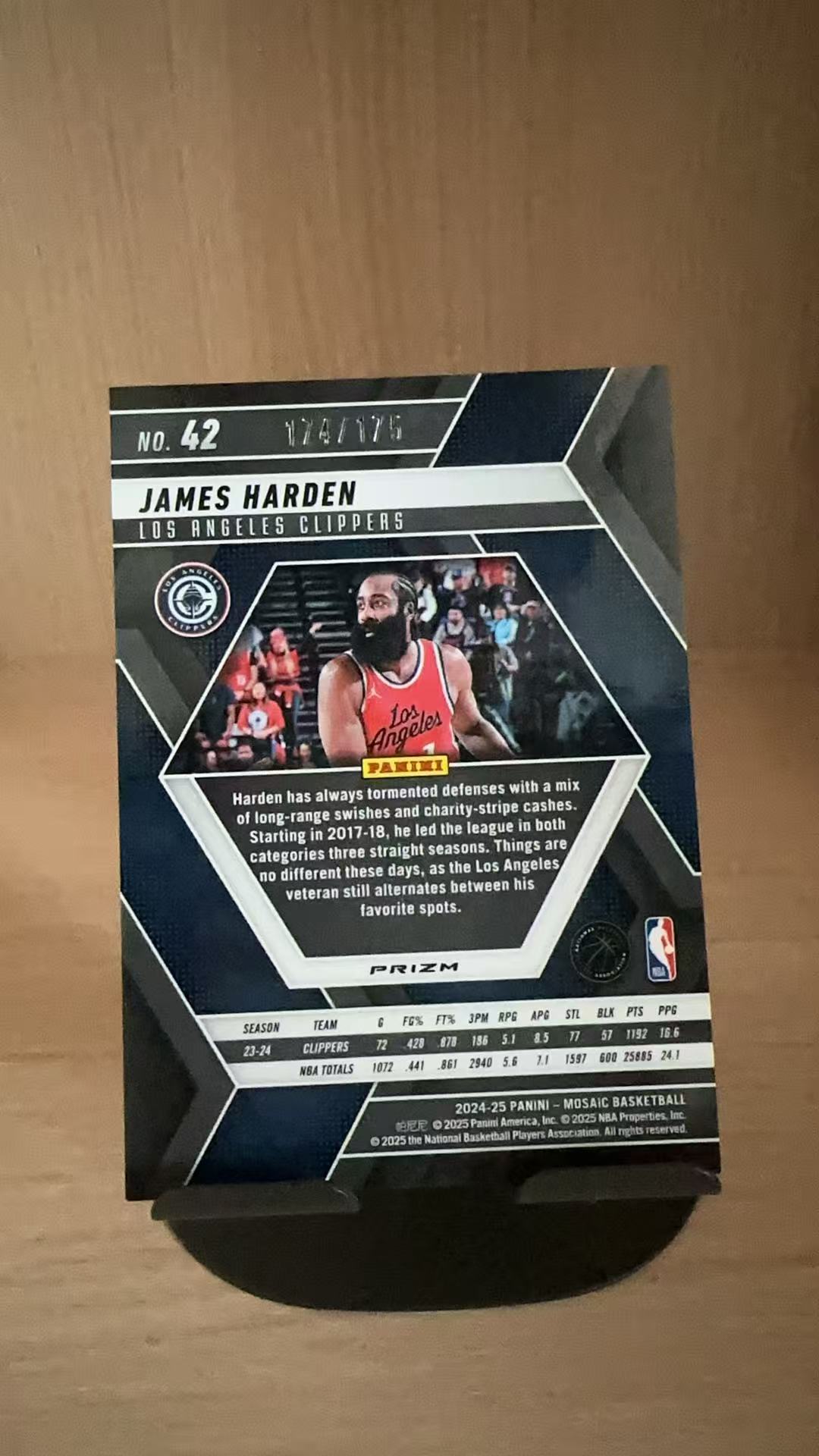 2024-25 Panini Mosaic James Harden #42詹姆斯 哈登 马赛克 粉折 175编 卡品如图