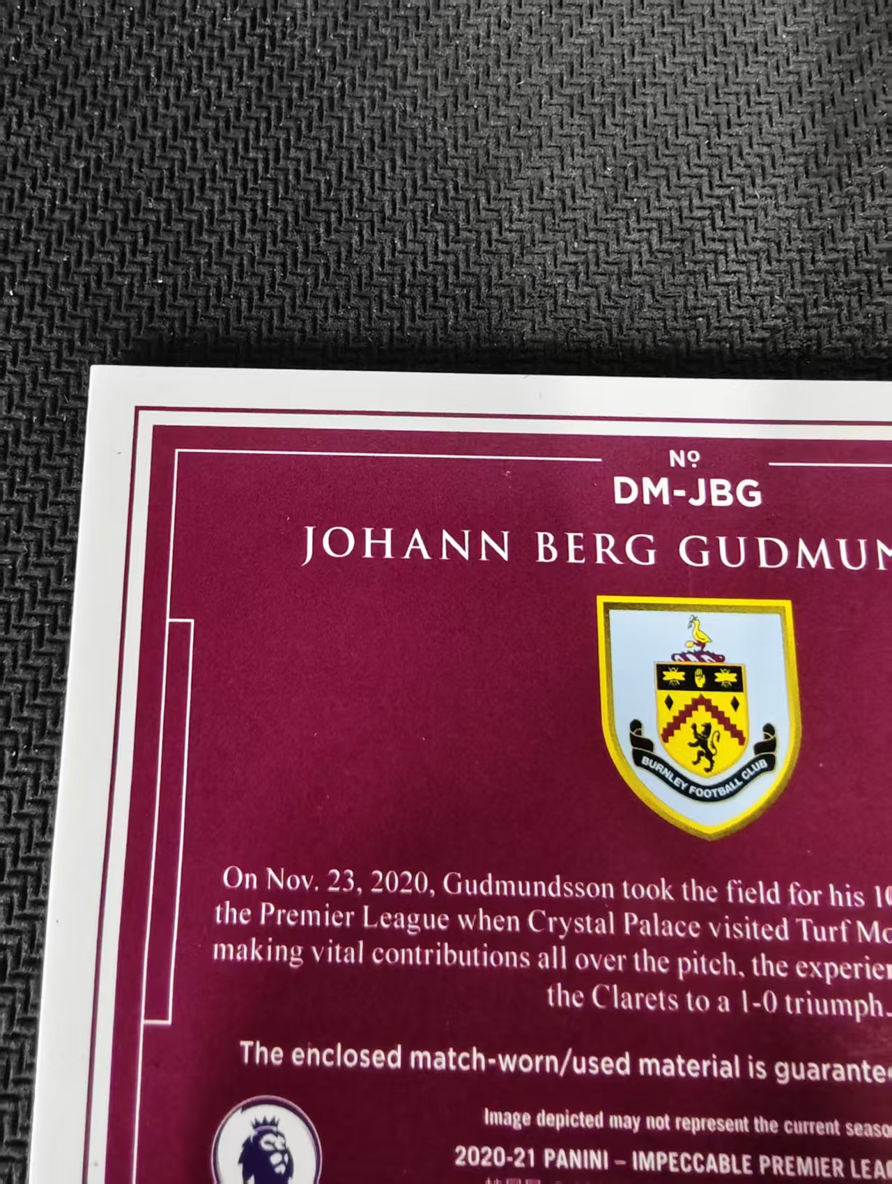 【可合并,不累计】2020-21 Panini Impeccable Johann Berg Gudmundsson 小真金 约翰 贝格 格维兹门松 球衣物料 99编