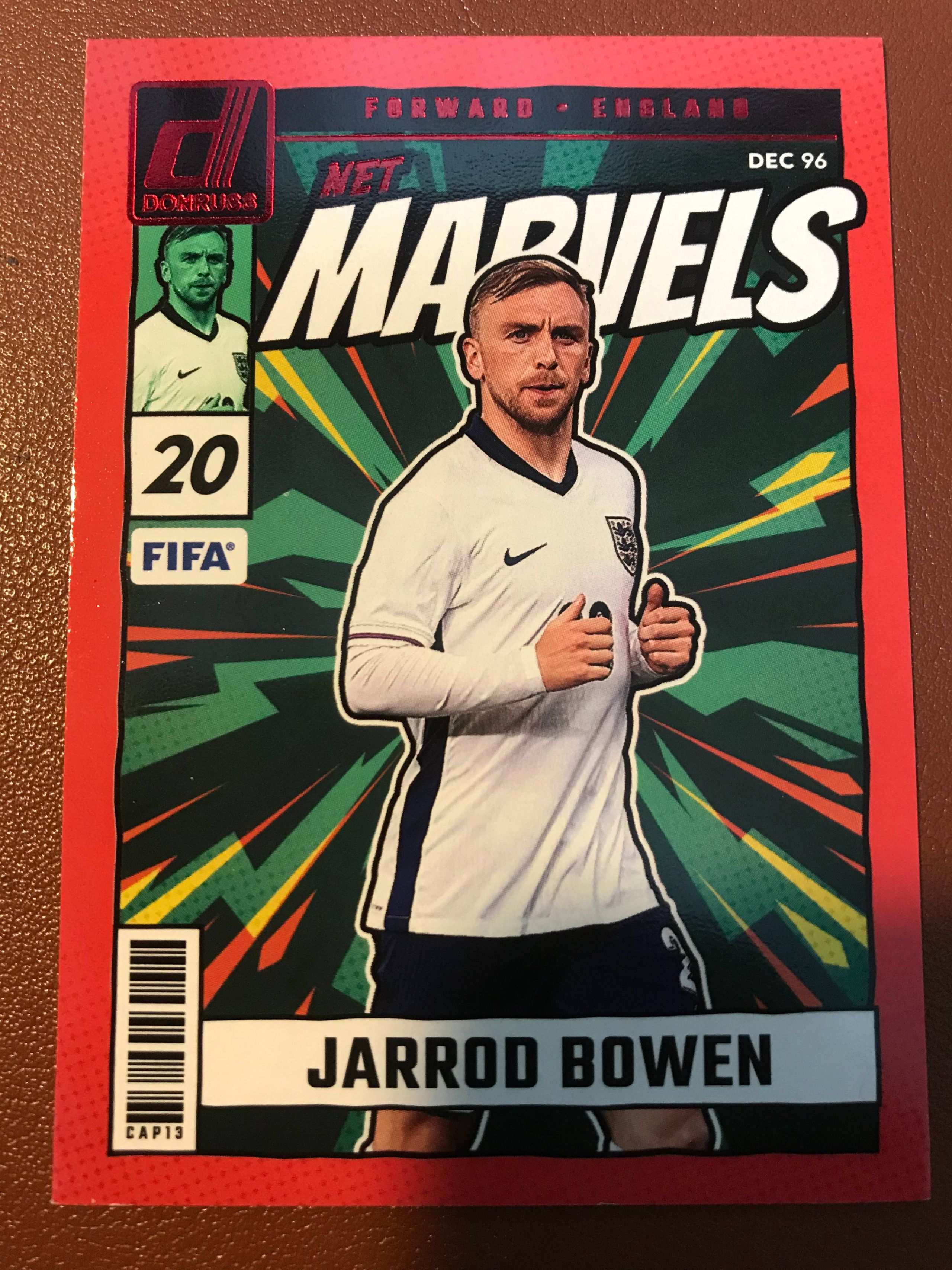 2024 Panini Donruss Jarrod Bowen 杰罗德 鲍文 英格兰 漫威特卡 杜蕾斯 卡品如图 值得收藏评鉴D401