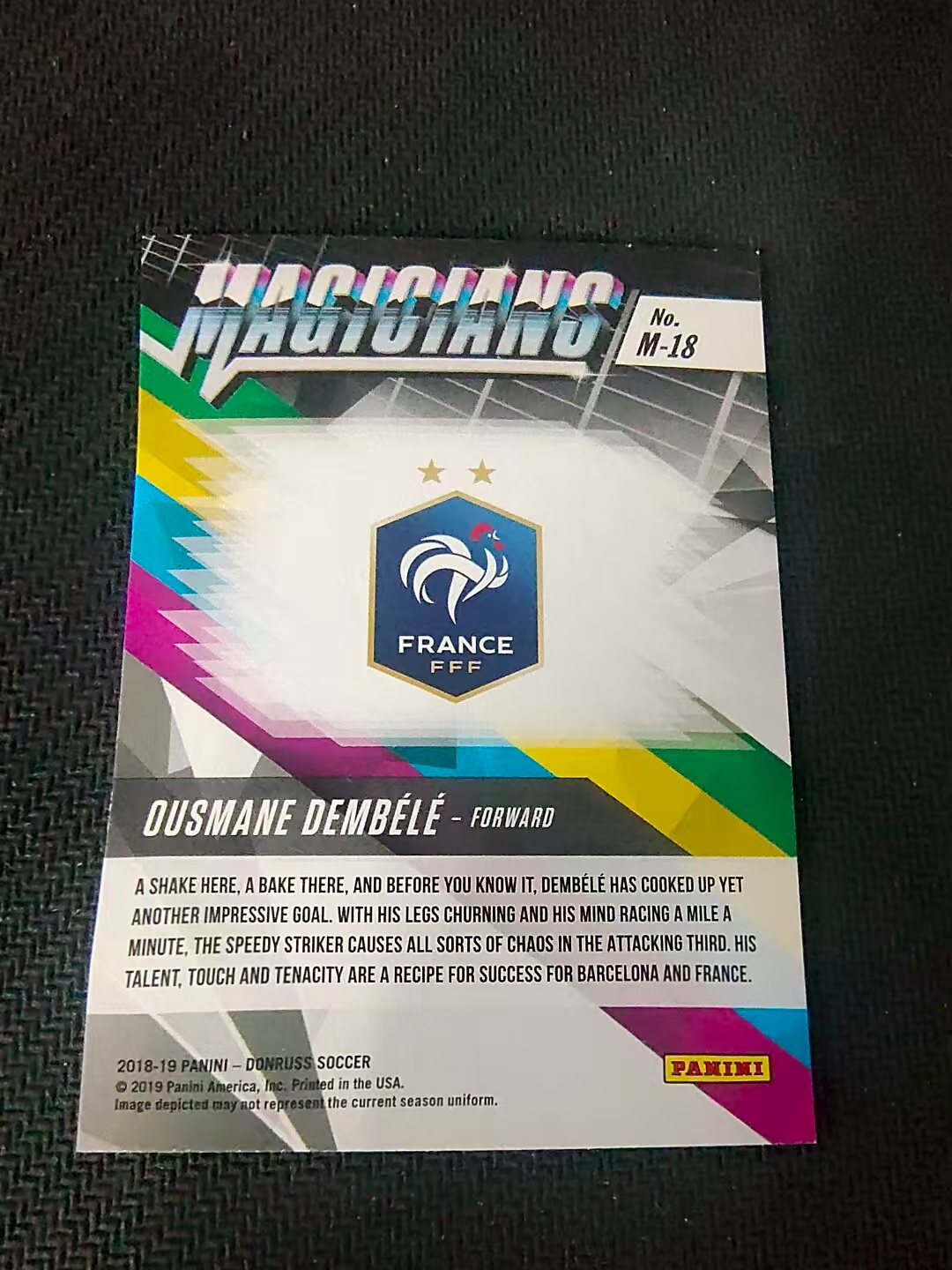 【可合并,不累计】2018-19 Panini Donruss Ousmane Dembélé 法国 登贝莱 特卡 杜蕾斯 划痕 边角瑕疵 #18