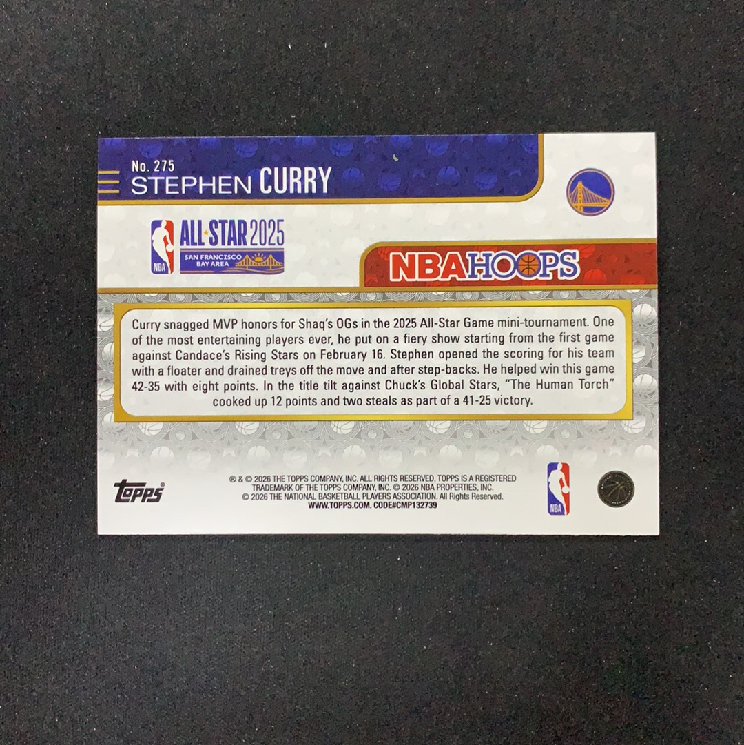 2025-26 Topps Hoops Stephen Curry 【SC拍卖】勇士 斯蒂芬库里 全明星 捧杯 base 银折 收藏必备(wula)