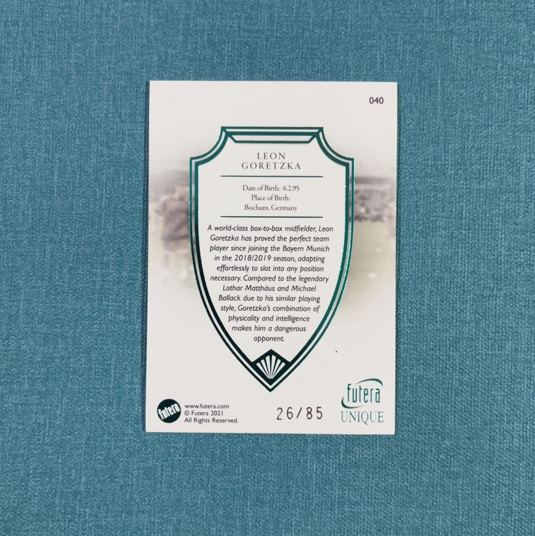 2021 Futera Unique 福特拉 Leon Goretzka 格雷茨卡 26/85编 绿平行 德国 拜仁慕尼黑 卡品如图 FTU