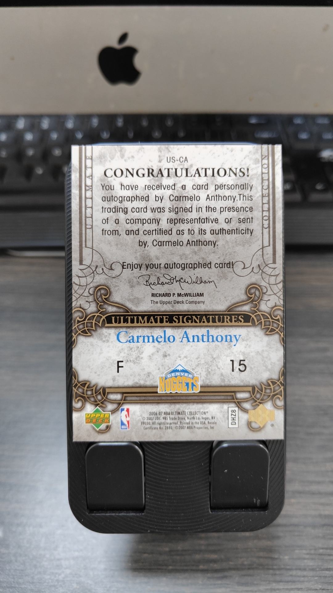 2006-07 Upper Deck Ultimate Carmelo Anthony 卡梅罗安东尼 特卡 签字 卡签 金折 掘金【啊啦拍卖】卡品问题请看描述 轻印如图 可可20
