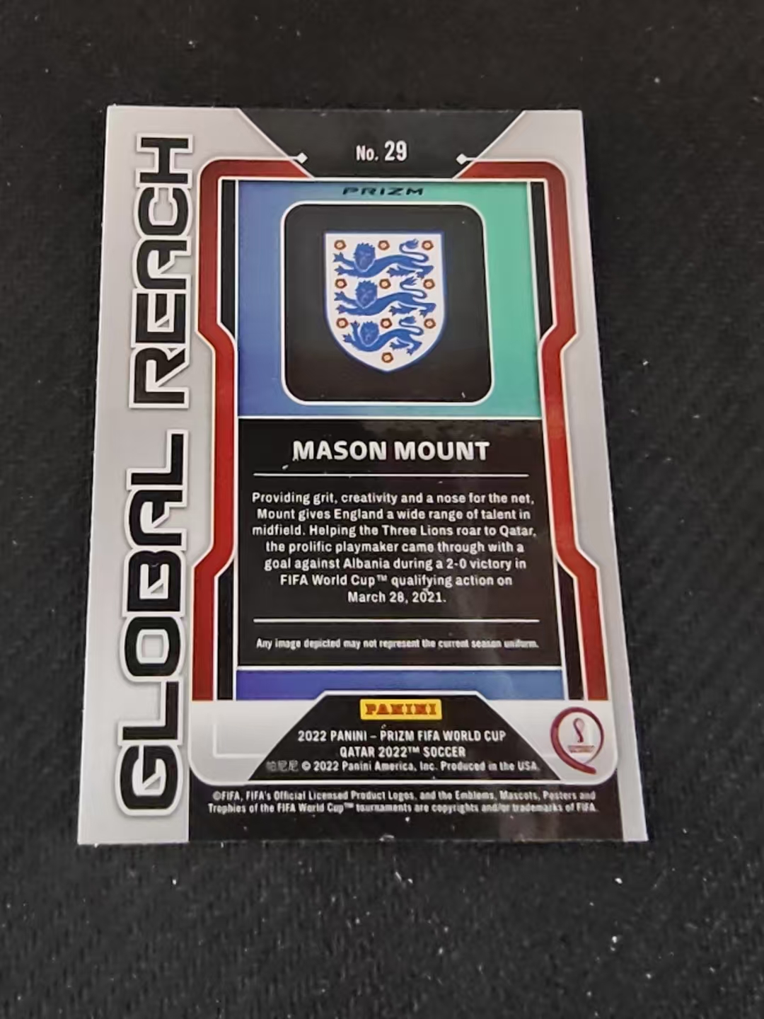 【可合并,不累计】2022 Panini World Cup Prizm Mason Mount 芒特 英格兰 特卡 世界杯 银折 划痕 边角瑕疵 #29