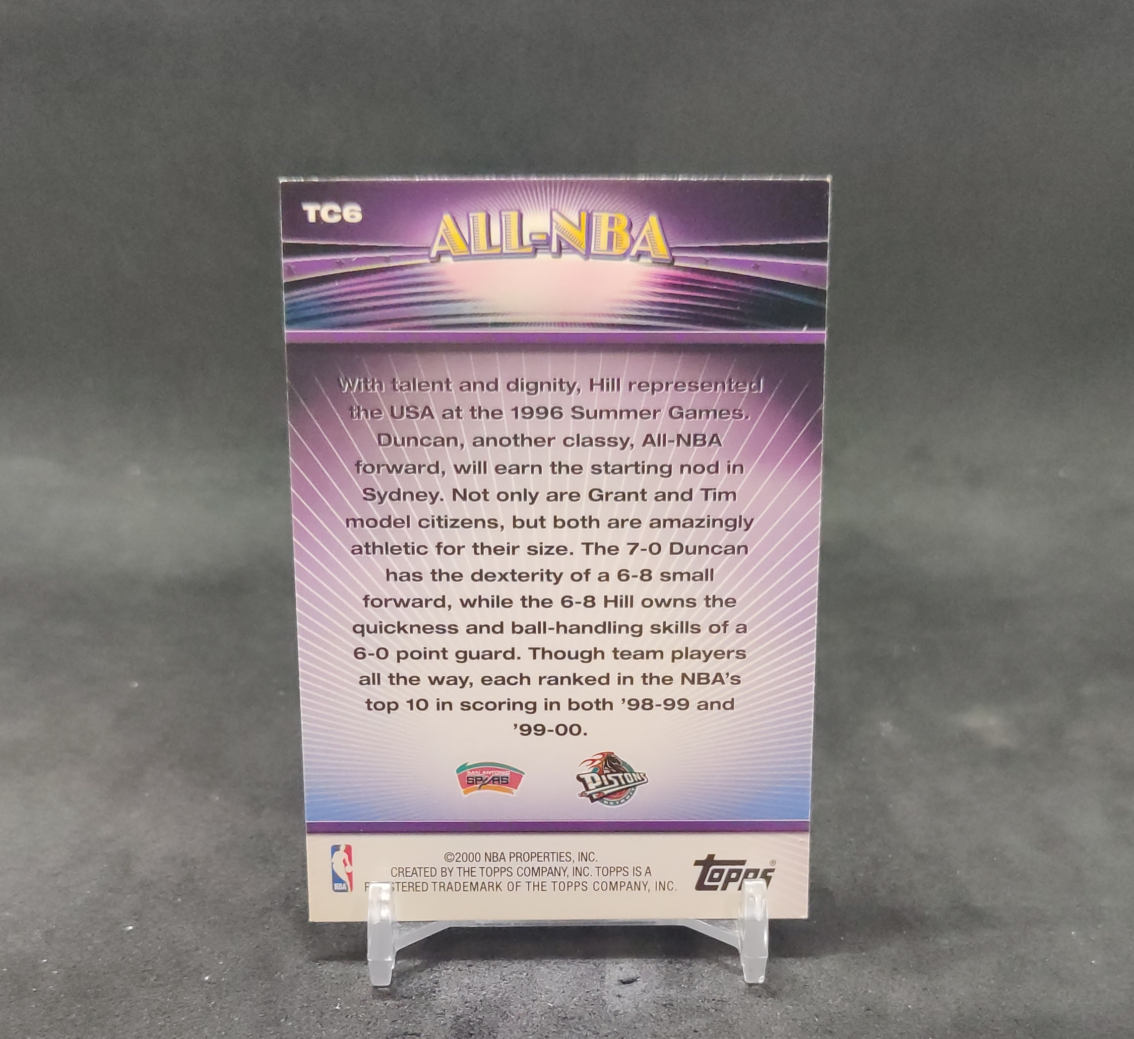 【DC拍卖】7.18 蒂姆邓肯 Tim Duncan 格兰特希尔 Grant Hill Topps All-NBA 最佳阵容双人特卡 马刺活塞名宿复古老球星卡 #TC6