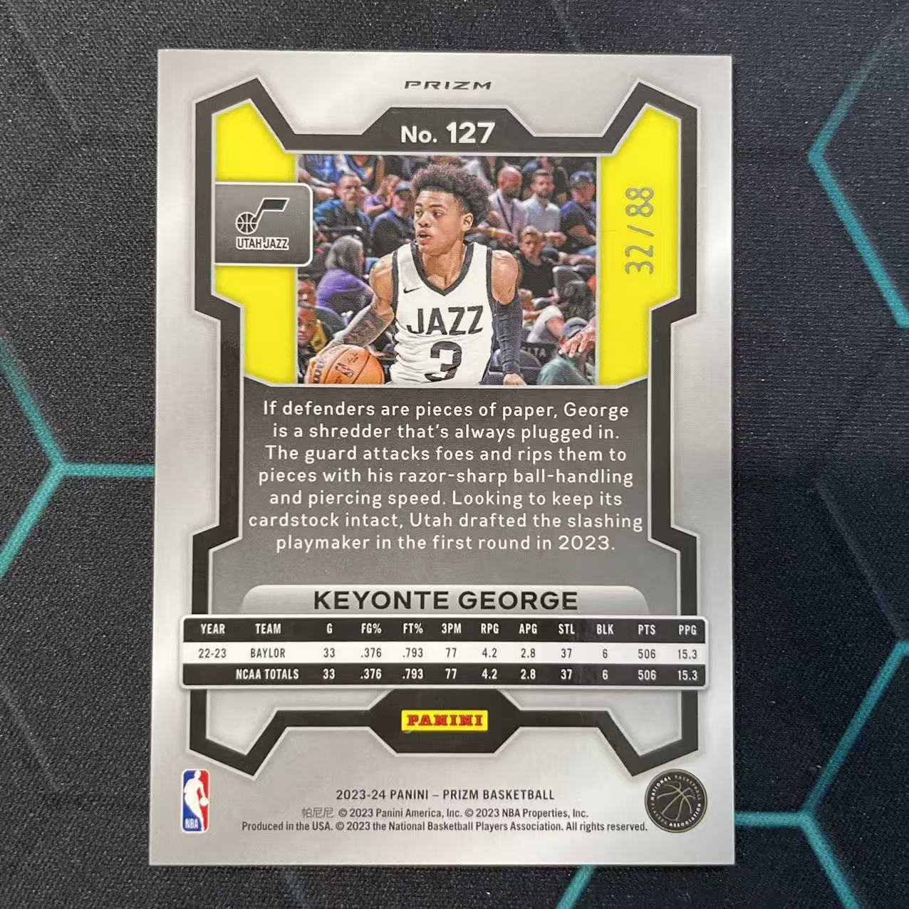 2023-24 Panini Prizm Keyonte George RC 【阿福代卖】 基昂泰 乔治 爵士 新秀 黄粉橙三色波纹折 88编 收藏必备 (行行行)