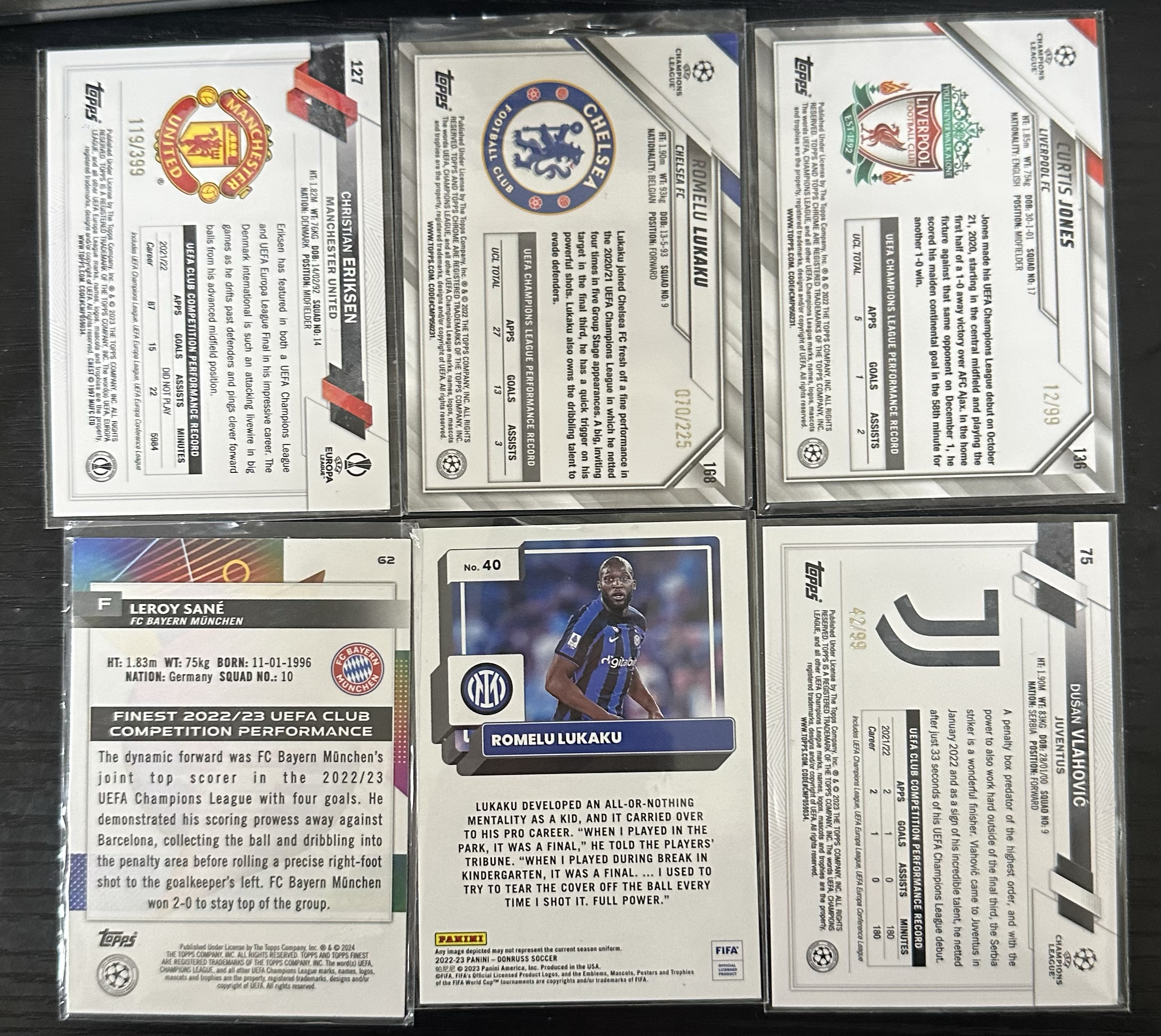 topps chrome 埃里克森 卢卡库 萨内 弗拉霍维奇 lot编 战神无双拍卡 (L-V)