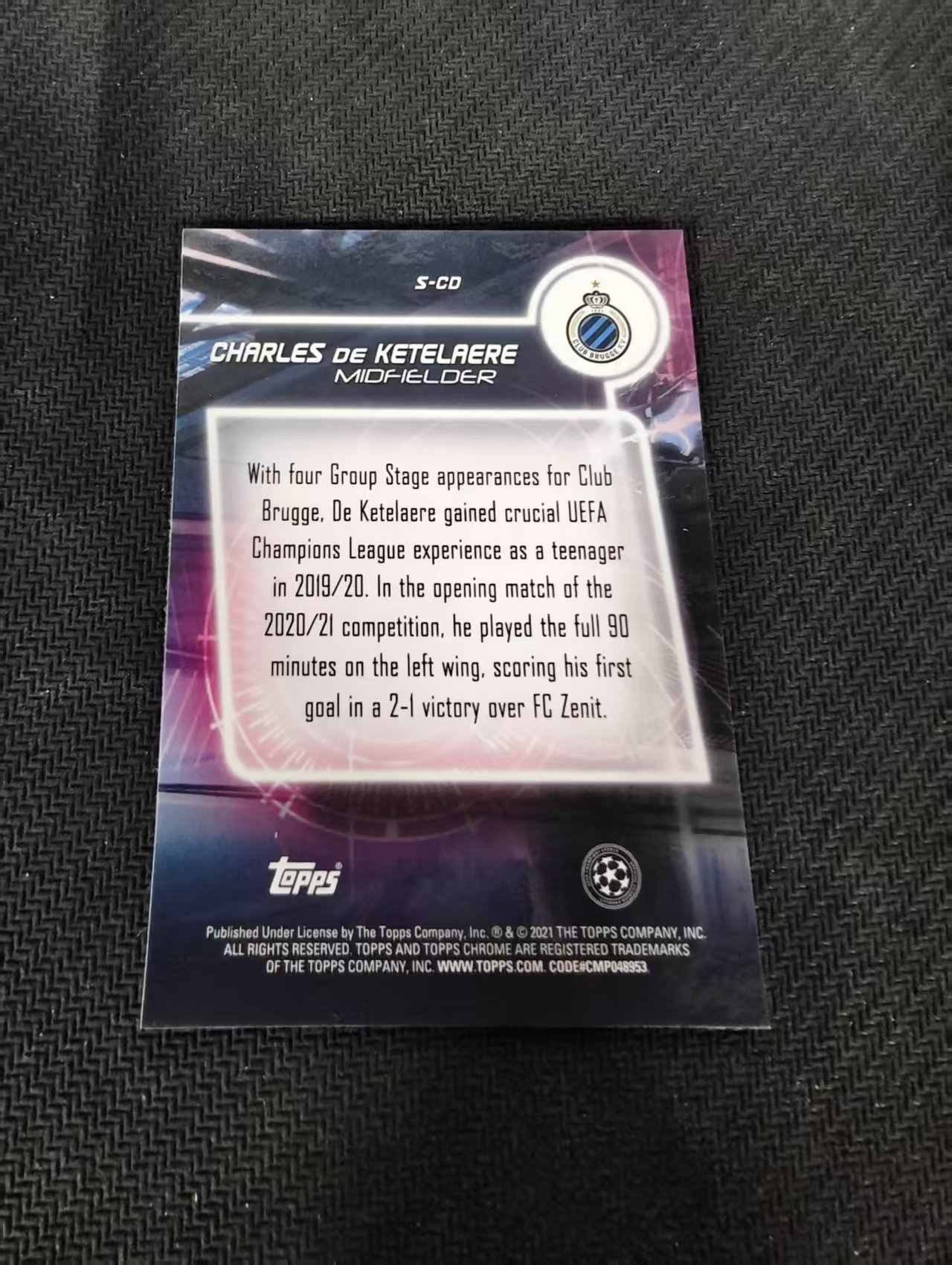 【可合并,不累计】2021 Topps Chrome charles de ketelaere 布鲁日 德凯特莱尔 德凯特拉雷 新秀 欧冠 银折 划痕 边角瑕疵