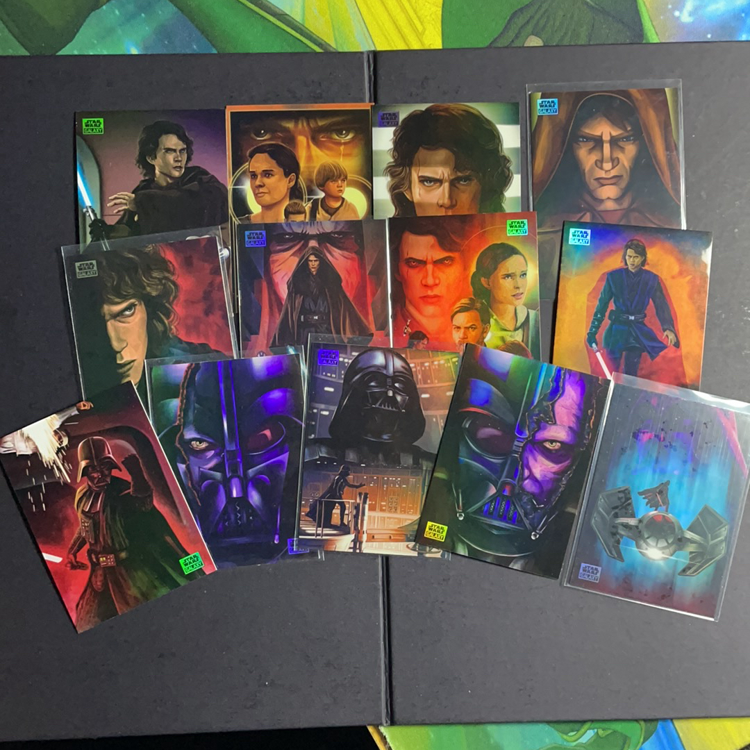 2025 Topps Star Wars 星球大战 安纳金 达斯维达 欧比旺 黑暗原力艺术特卡银折射14张 缺2、4号齐套 2024 Topps Chrome星战Galaxy银河系列