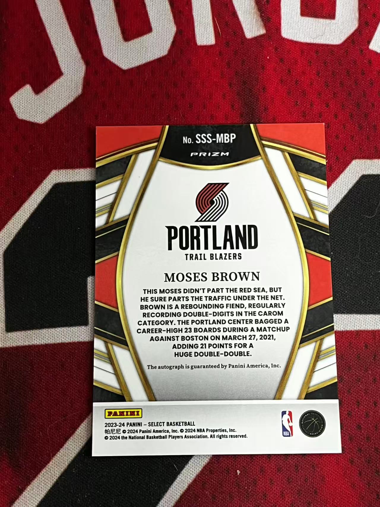 【接寄拍】2023-24 PANINI SELECT 开拓者 摩西布朗 签字卡 银折 折射 专收凑套必备【烂臭嘴拍卖】