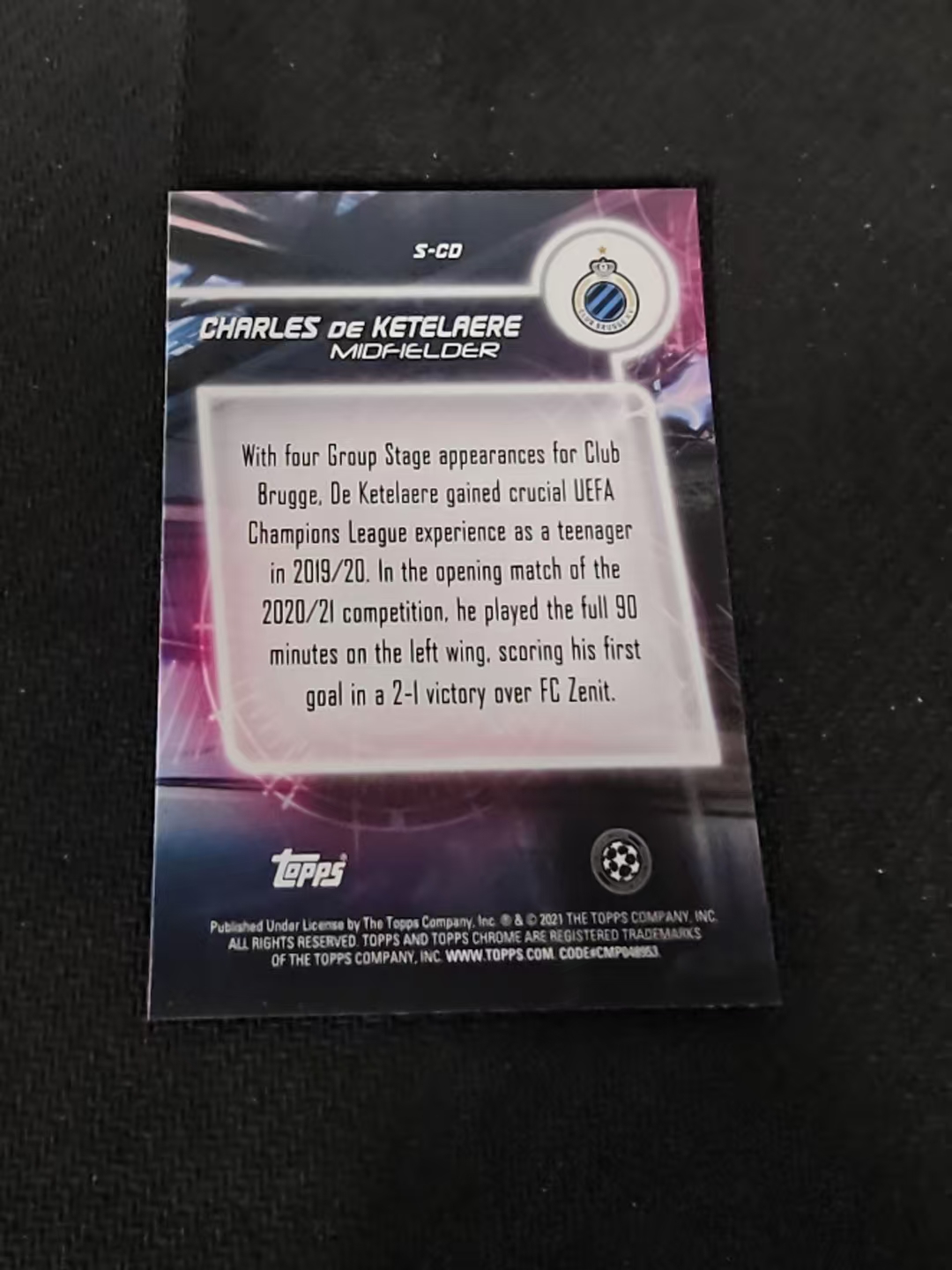 【可合并,不累计】2021 Topps Chrome charles de ketelaere 布鲁日 德凯特莱尔 德凯特拉雷 新秀 欧冠 银折 不保卡品 介意勿拍