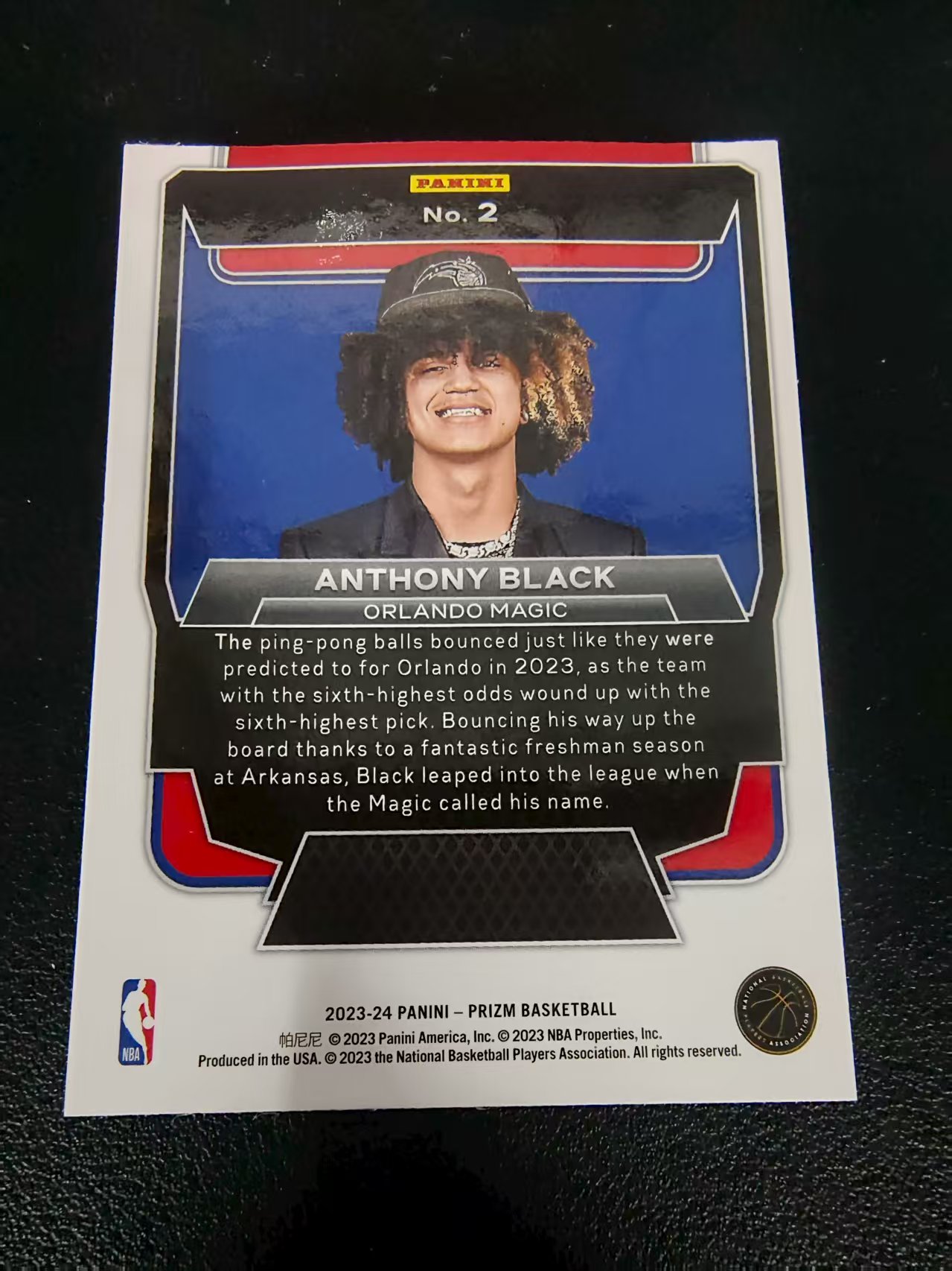 【可合并,不累计】2023-24 Panini Prizm Anthony Black 安东尼 布莱克 魔术 RC 新秀 乐透秀定裝特卡 PZ 划痕 边角微瑕 介意勿拍 #2