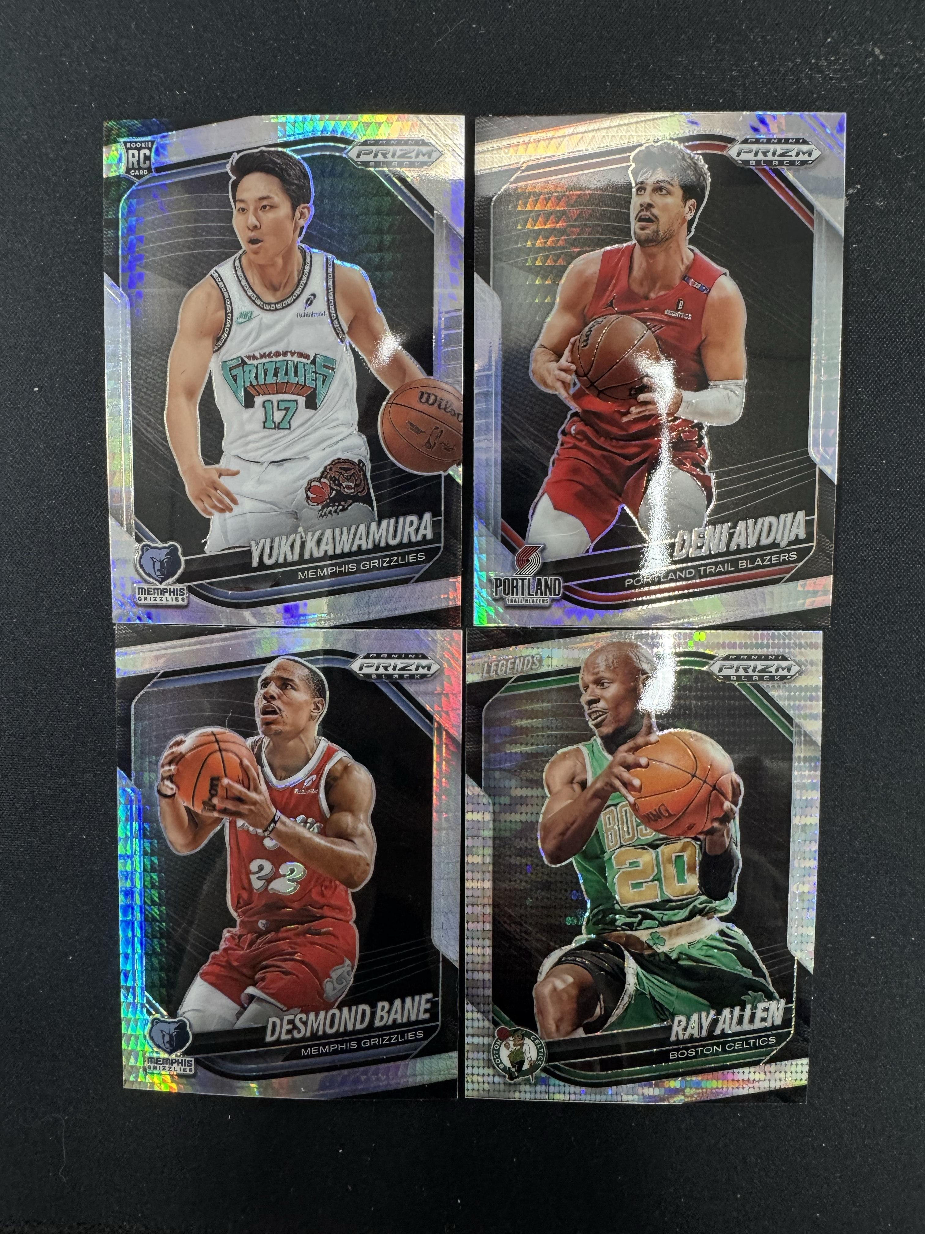 2024-25 Panini prizm black pz 灰熊 新秀 河村永辉 rc 龙鳞折 开拓者 阿德巴约 灰熊 贝恩 龙鳞折 雷阿伦 脉冲折 4张打包lot组 Hzo7