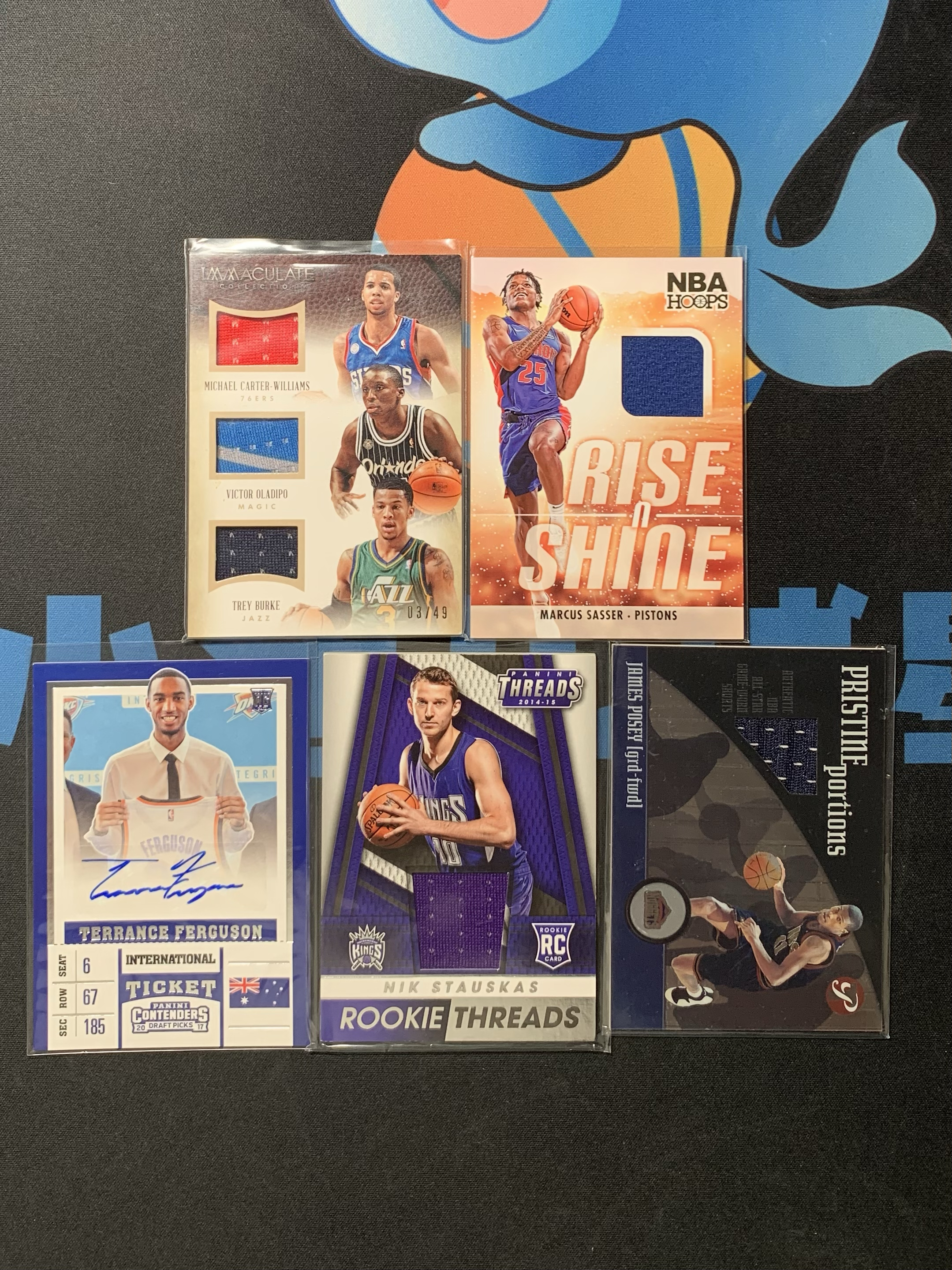 帕尼尼 Topps UD 马库斯 萨瑟 迈卡威 奥拉迪波 弗格森 等路人球衣签字5张打包 lot不保证品相 专收福包福盒必备 小鱼儿