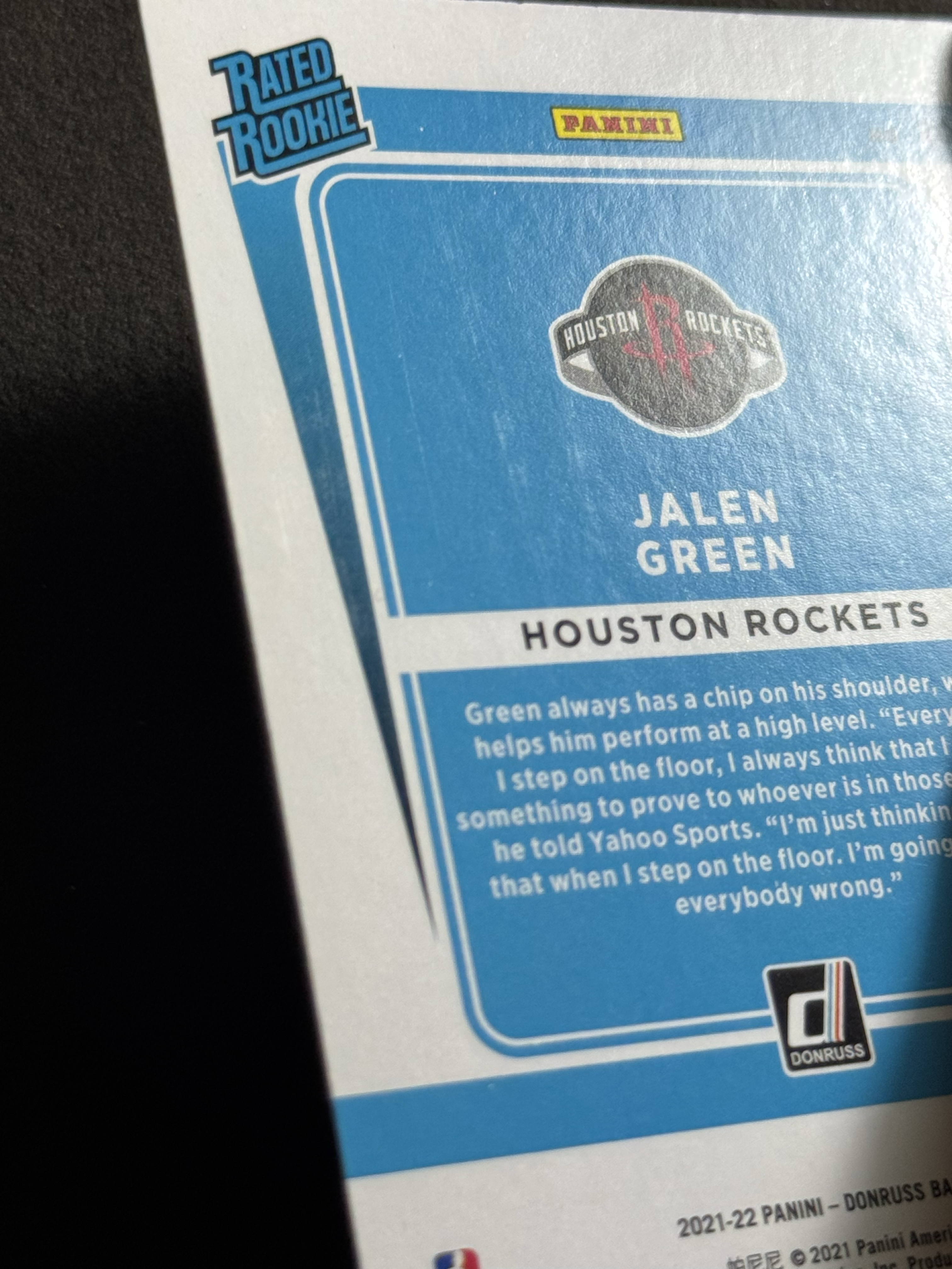 2021-22 Panini Donruss Jalen Green RC 新秀 火箭 杰伦 格林 橙佛光 折射