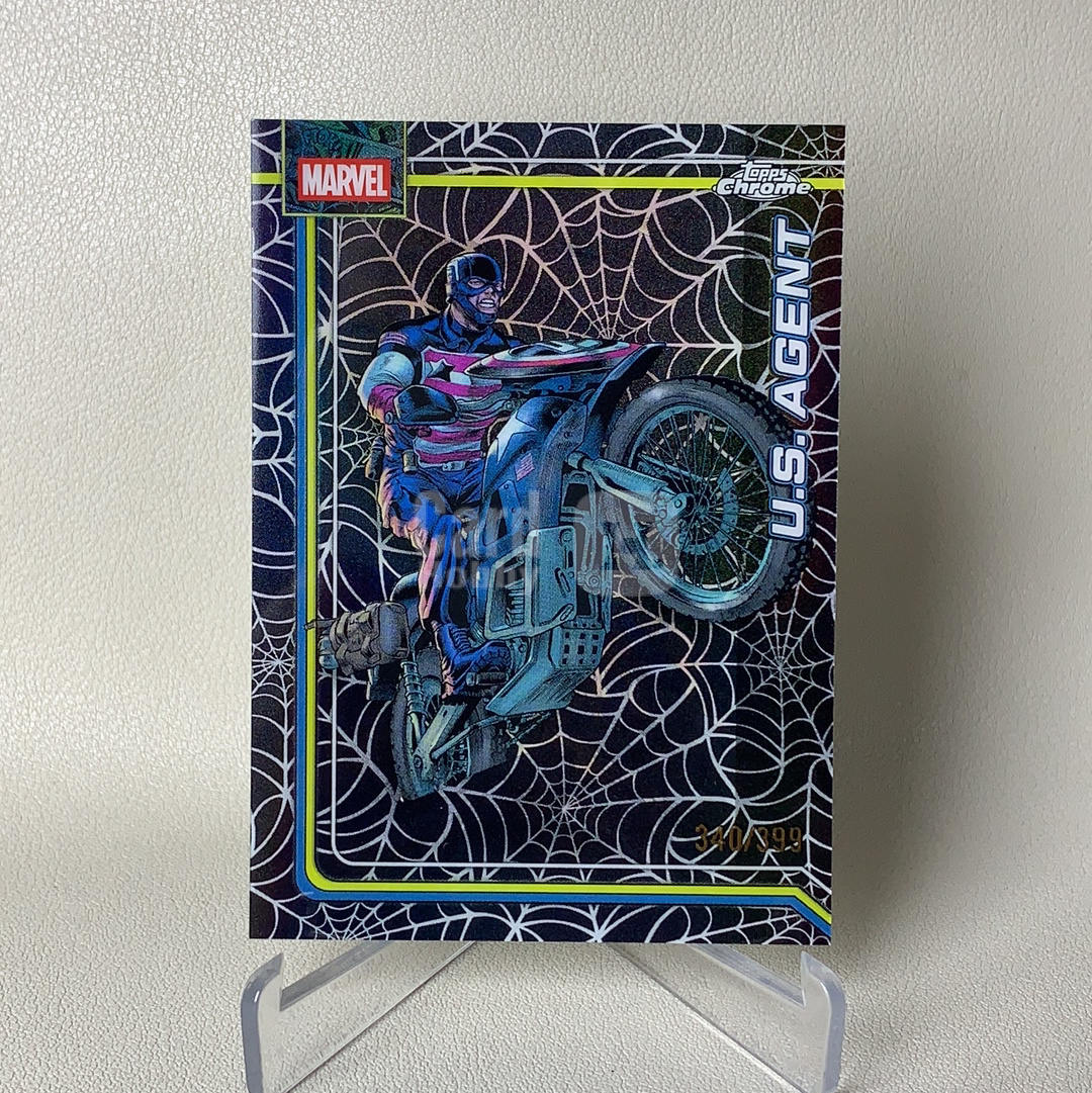 2026 Topps Marvel (MCU) Comics Chrome 漫威TC U.S.AGENT 美国特工 340/399编 蜘蛛网折 折射 品相如图 凑套必备 Yuc