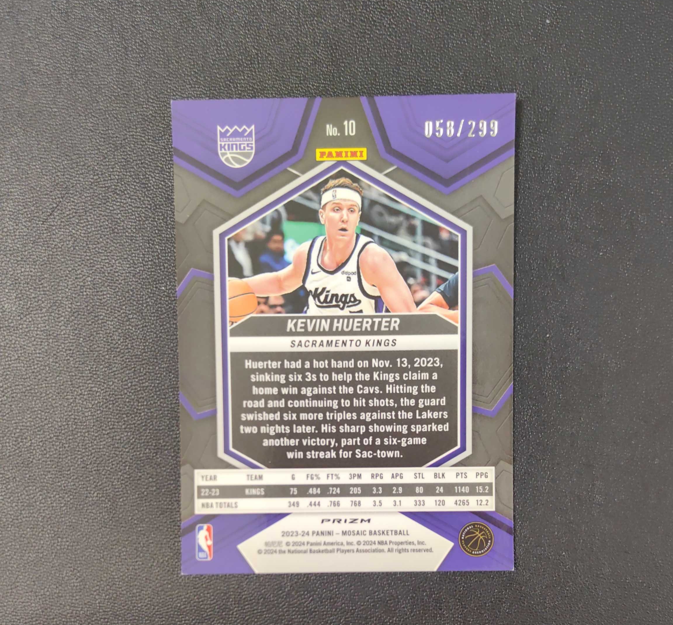 2023-24 panini mosaic kevin huerter 马赛克 国王 凯文 亨特 许尔特 299编 东契奇 sga 库里 文班亚马 詹姆斯 多张再拍