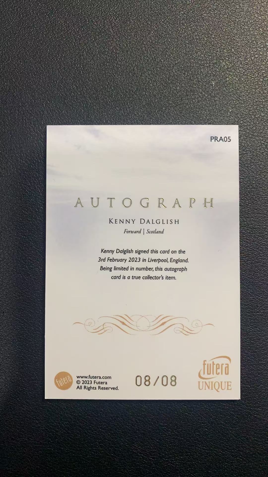2023 FUTERA Futera Unique DALGLISH 达格利什 签字 8编 8/8 尾编 卡签 传奇球员 苏格兰 利物浦 福特拉 卡品如图 ka