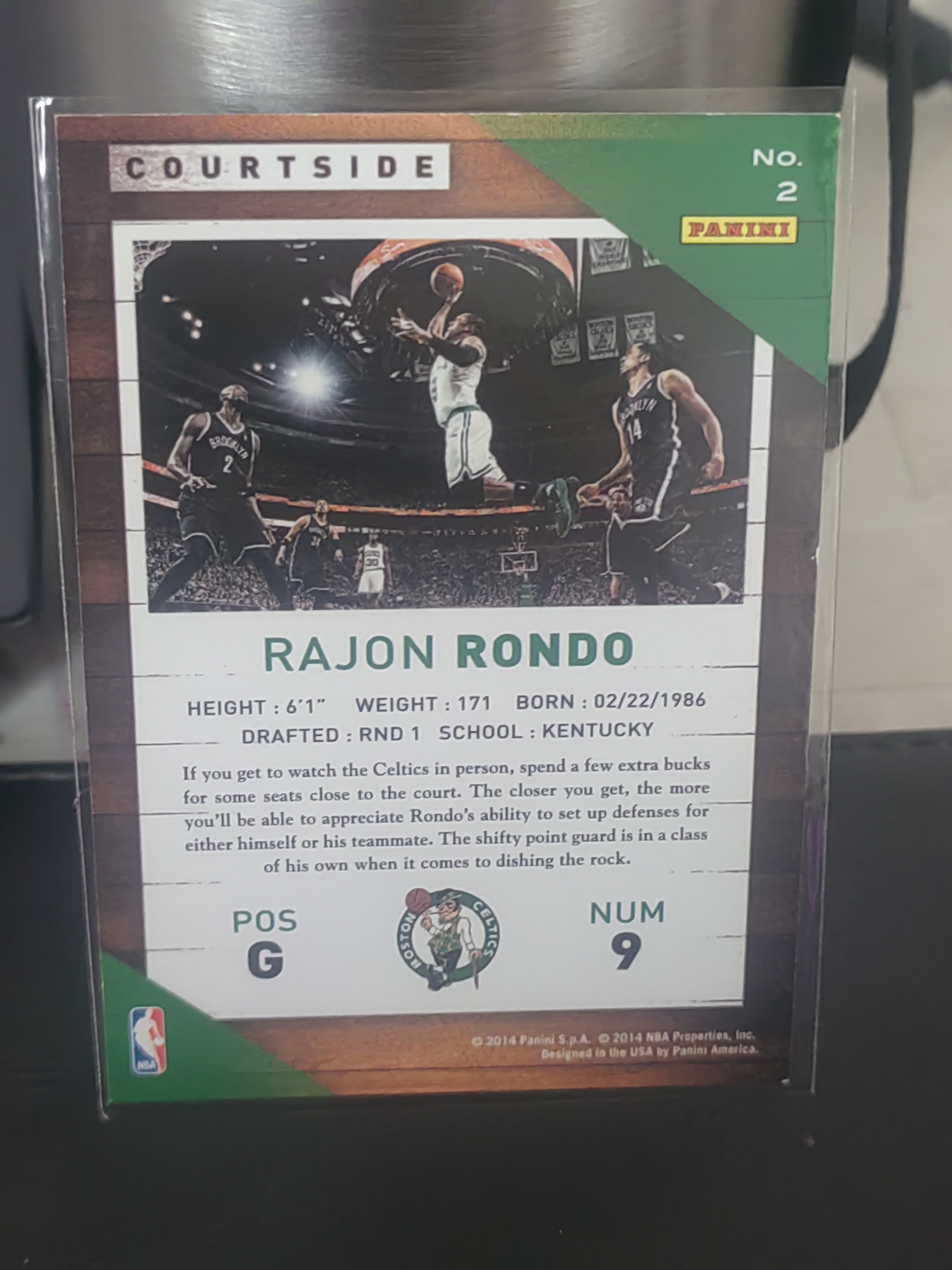 2014 Panini S.p.A Rajon Rondo 中雅图 折射 朗多 隆多 凯尔特人 横版 篮 白边白角 不保卡品 卡品如图