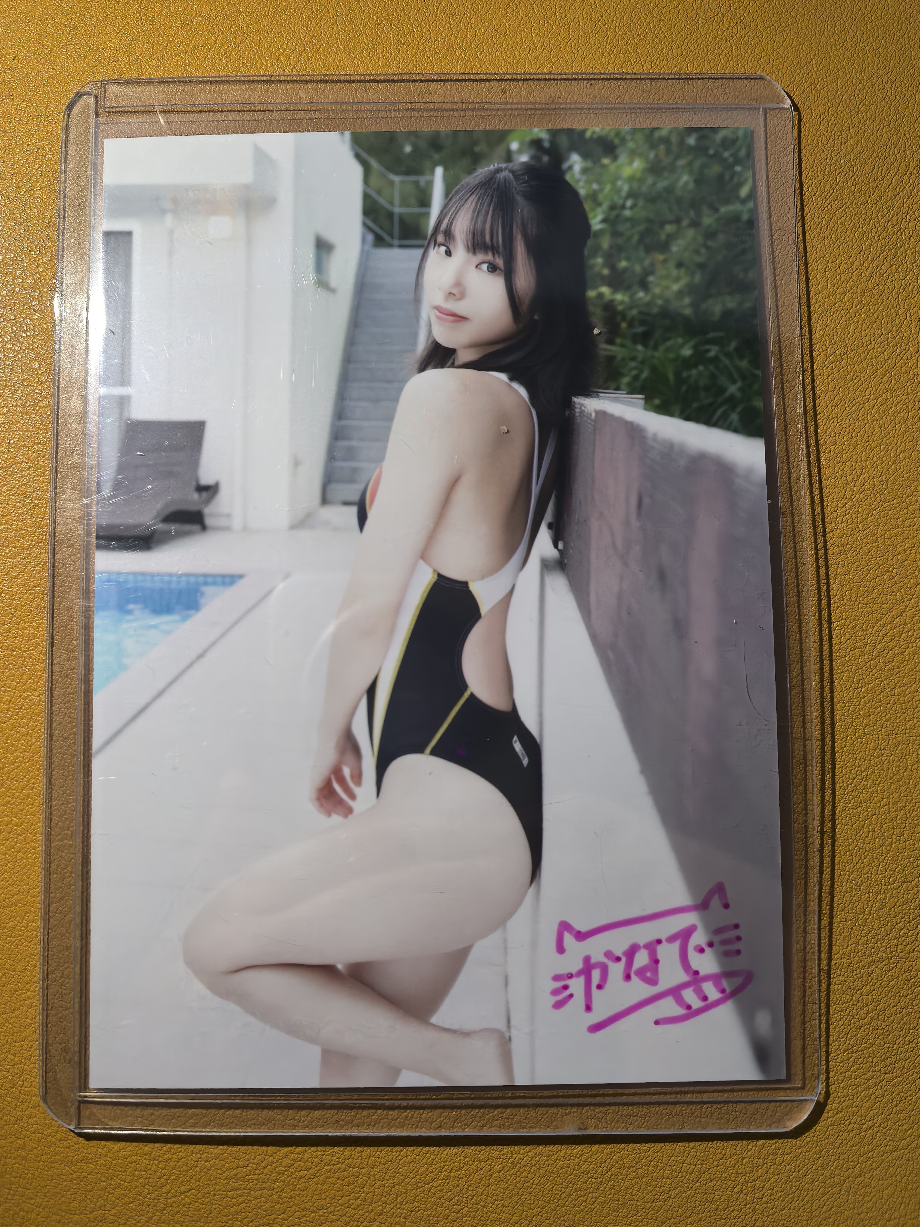 偶像艺人模特【日本代购】大张卡签完美签字 实卡超好看绝版稀有写真偶像明星美女车模妹卡