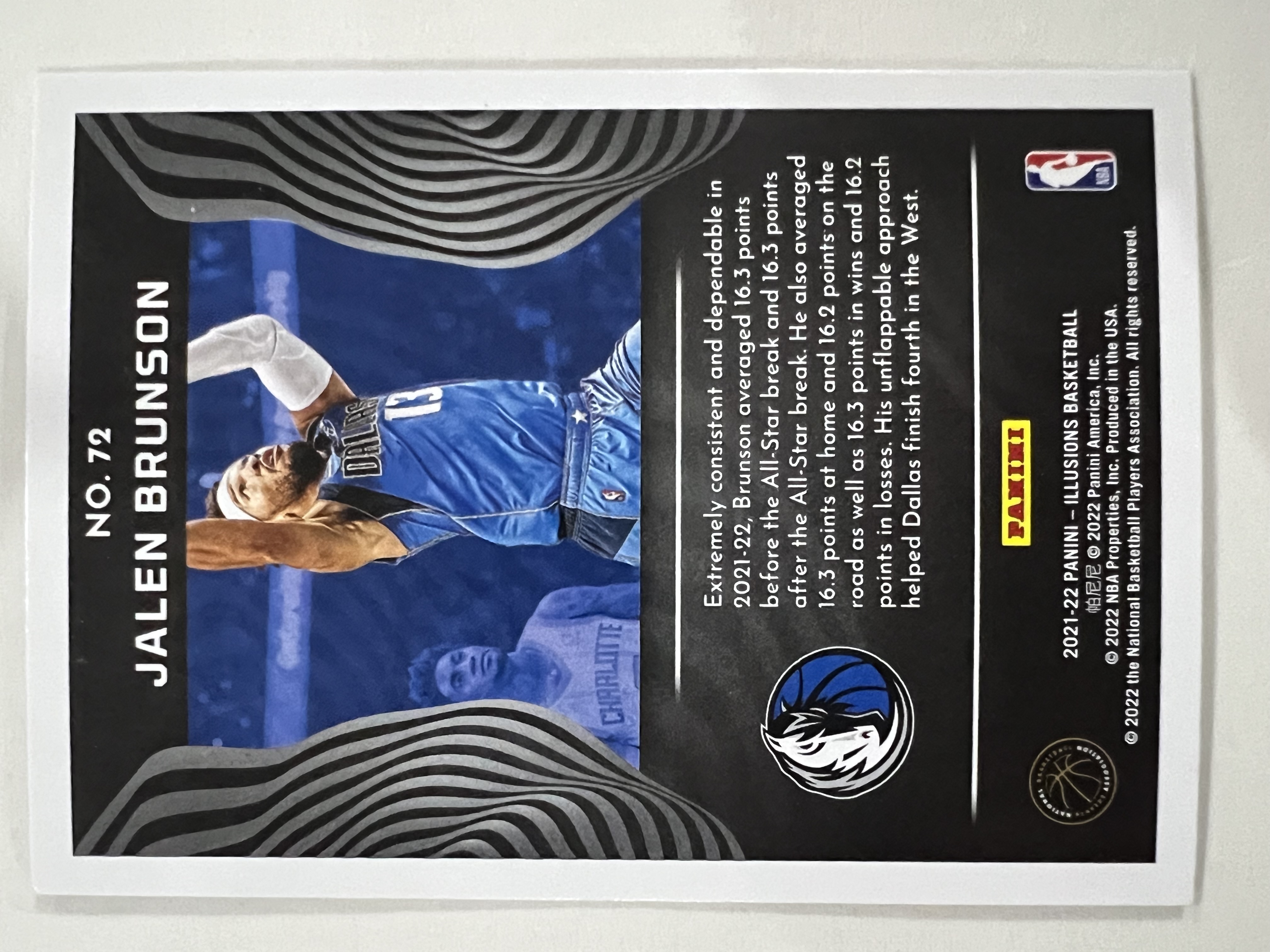 2021-22 Panini Illusions Jalen Brunson 贾伦 布伦森 独行侠队 幻想 折射卡 未来可期 值得收藏 凑套必备 实卡精美 卡品如图 热门球星 投资佳品 #72