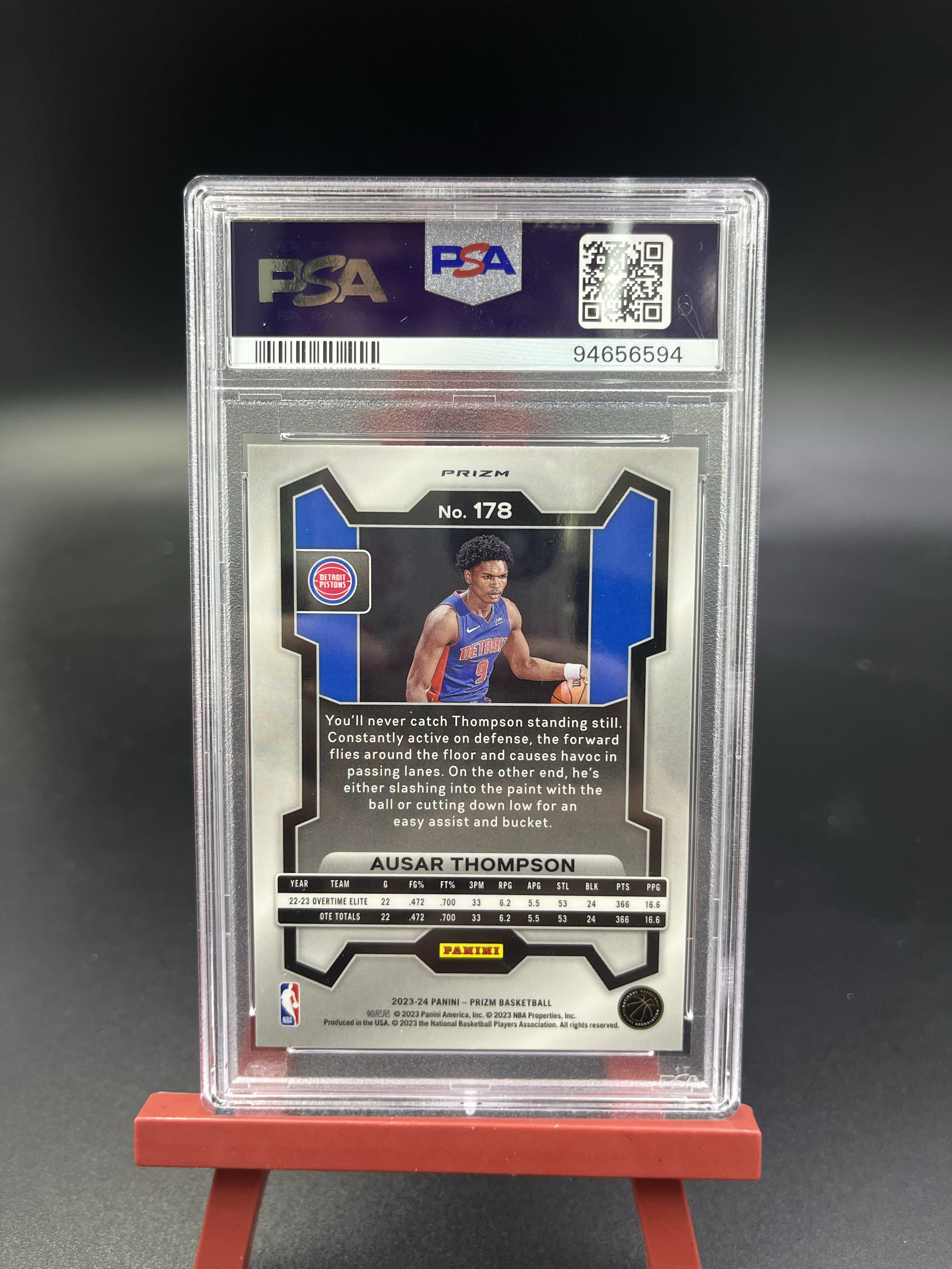 2023-24 PANINI PRIZM PZ AUSAR THOMPSON 奥萨尔 汤普森 新秀 RC 银折 折射 活塞 PSA10分评级卡 完美卡品 015WZ【优质新秀专场】