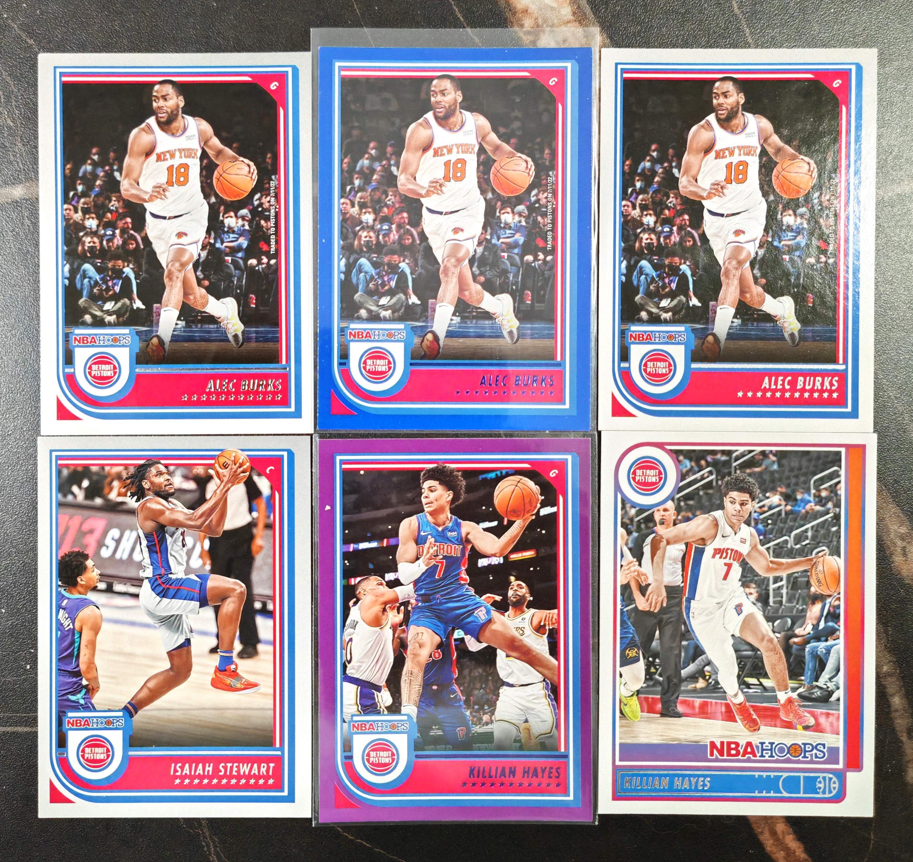 2022-23 Panini Hoops Killian Hayes 基利安 海斯 Burks 伯克斯 斯图尔特 活塞队 hoops 蓝折 蓝平行 紫折 紫平行 6张打包 卡品如图 凑套必备