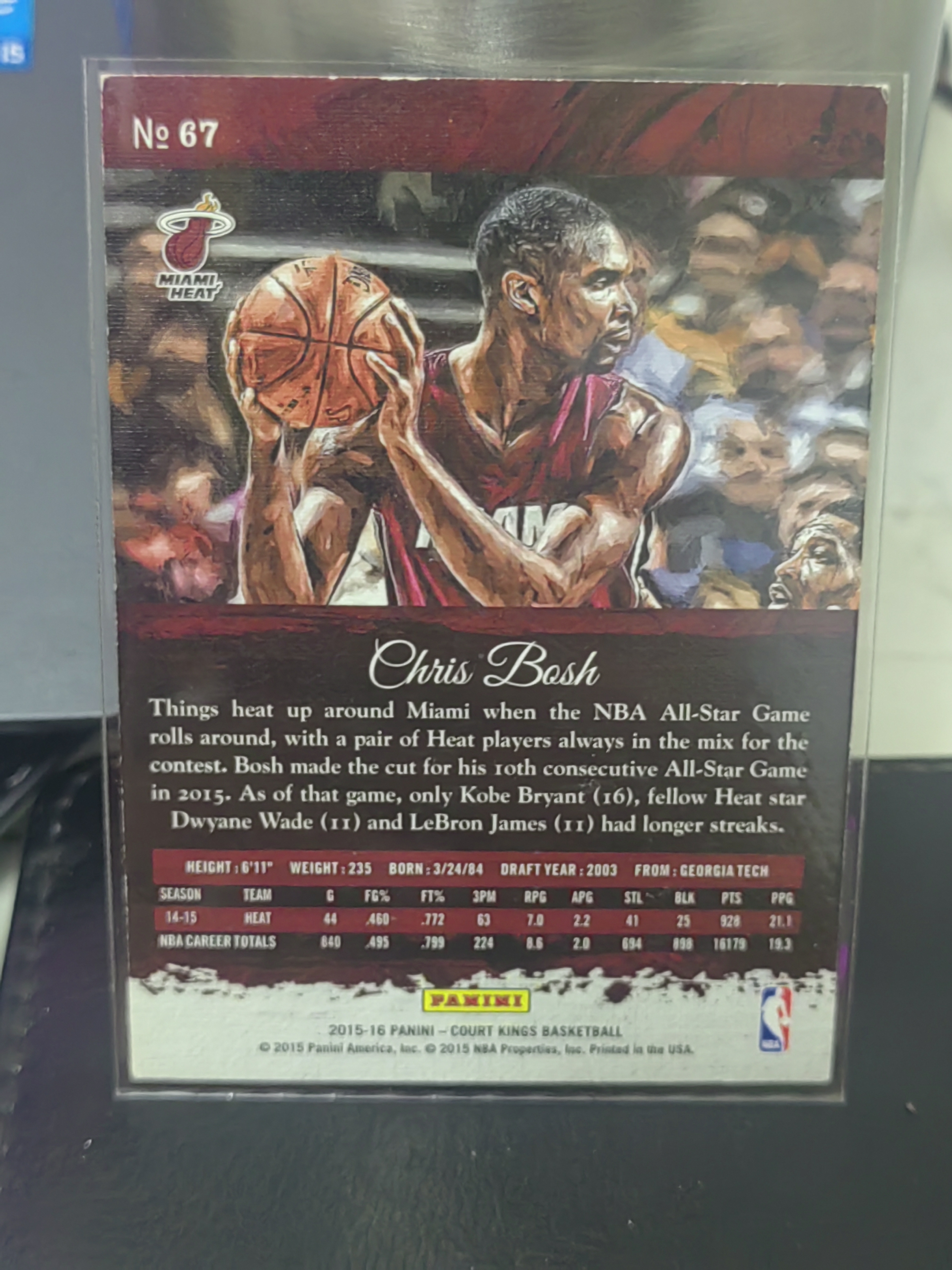 2015-16 Panini Court Kings Chris Bosh 油画 克里斯波什 热火 篮 白边白角 不保卡品 卡品如图