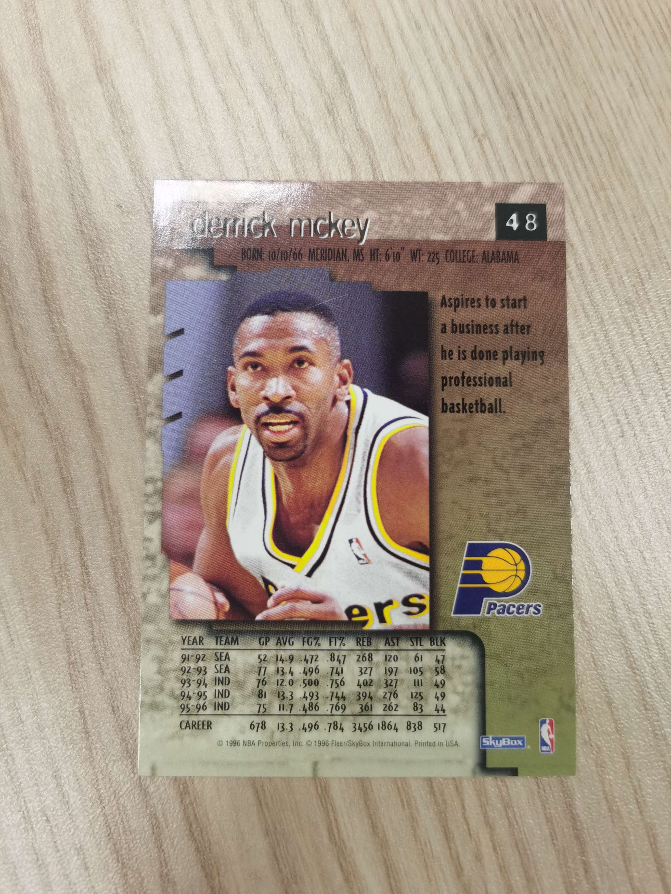 1996-97 SkyBox Premium 德里克 麦基 1996-97 德里克-麦基 skybox premium 金标 2届最佳防守阵容二阵 新秀一阵 #48 步行者 硬通货 极具收藏价值