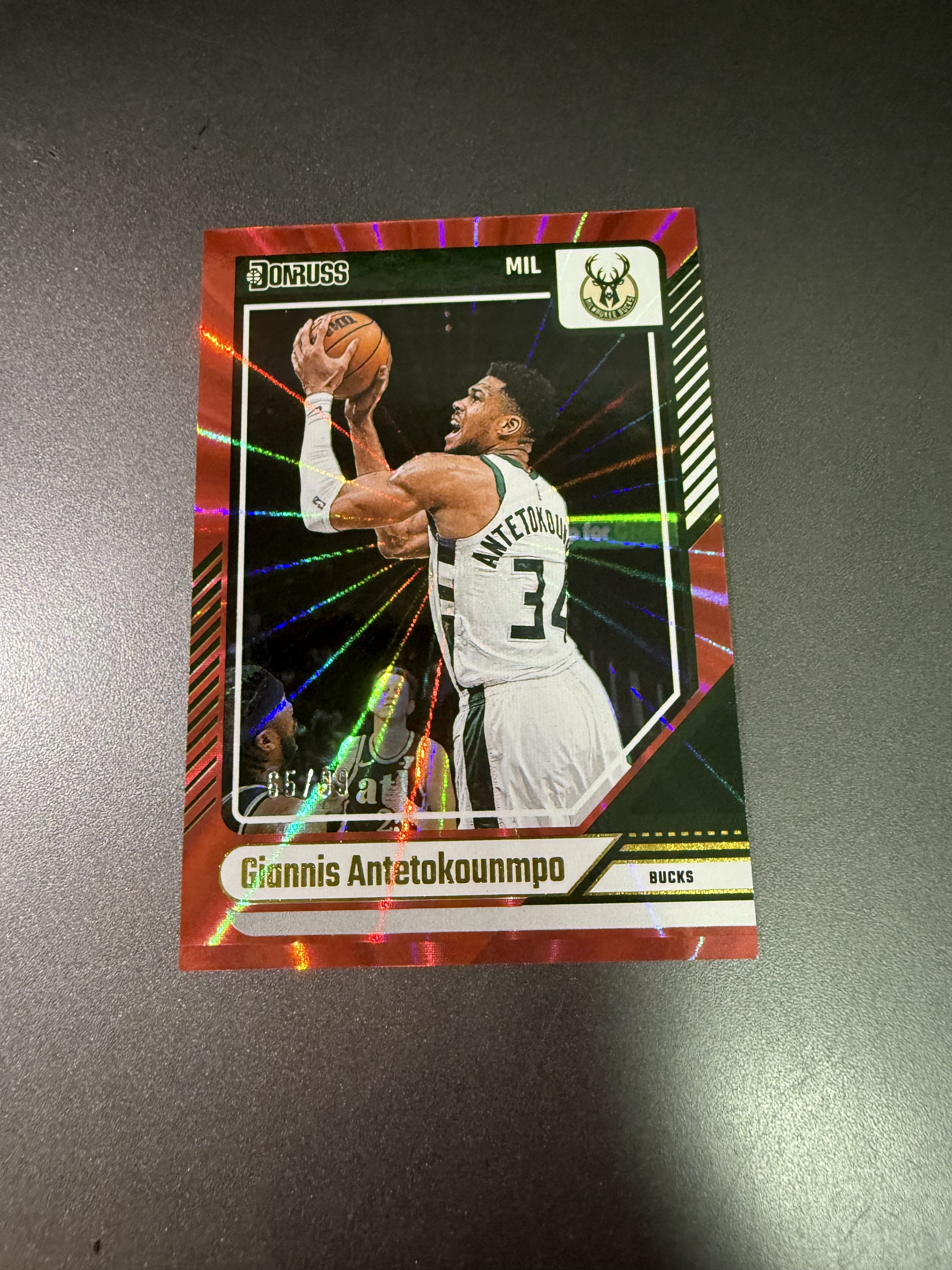 2024-25 Panini Donruss Giannis Antetokounmpo 字母哥 红佛光折 99编 T