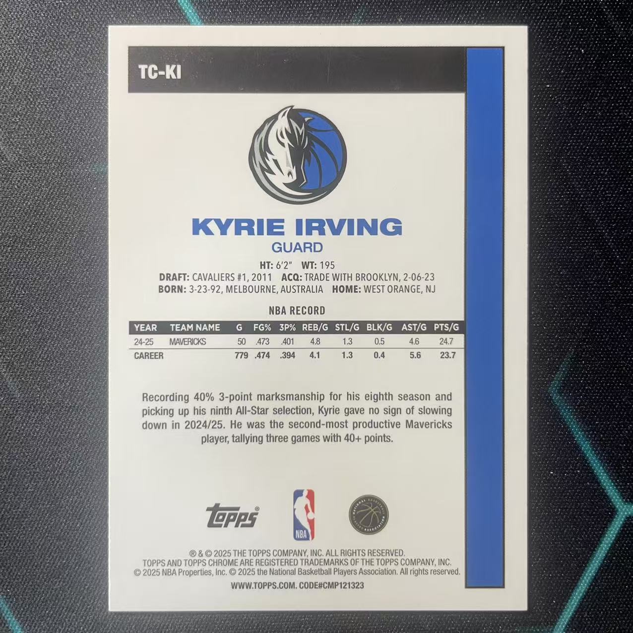2025 Topps Flagship Kyrie Irving 【阿福代卖】 凯里 欧文 独行侠 青mojo折 45周年 复古 199编 收藏必备 (行行行)