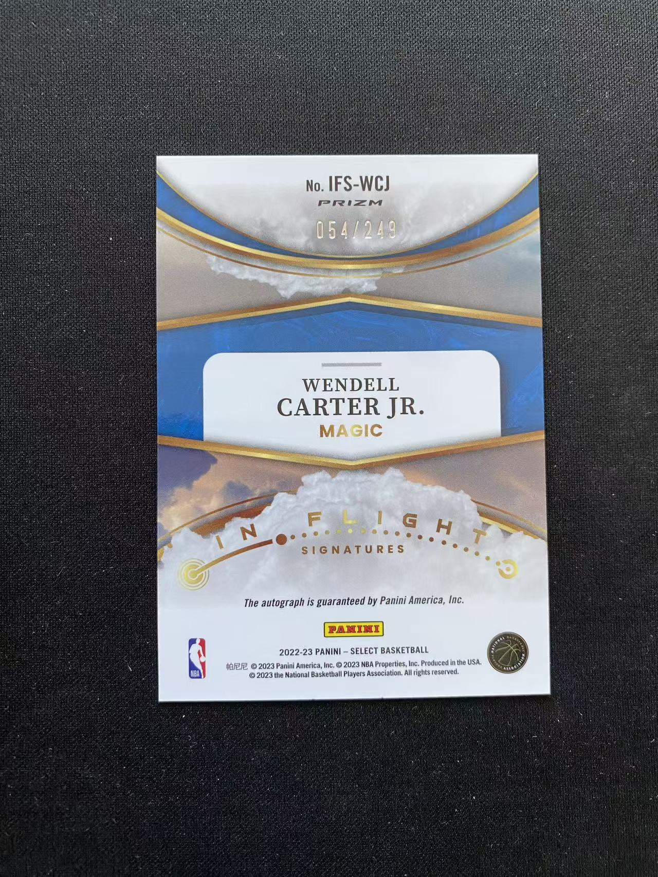 2022-23 Panini Select Wendell Carter Jr. Select 奥兰多魔术 温德尔 卡特 签字 扎染 249编【king#25】