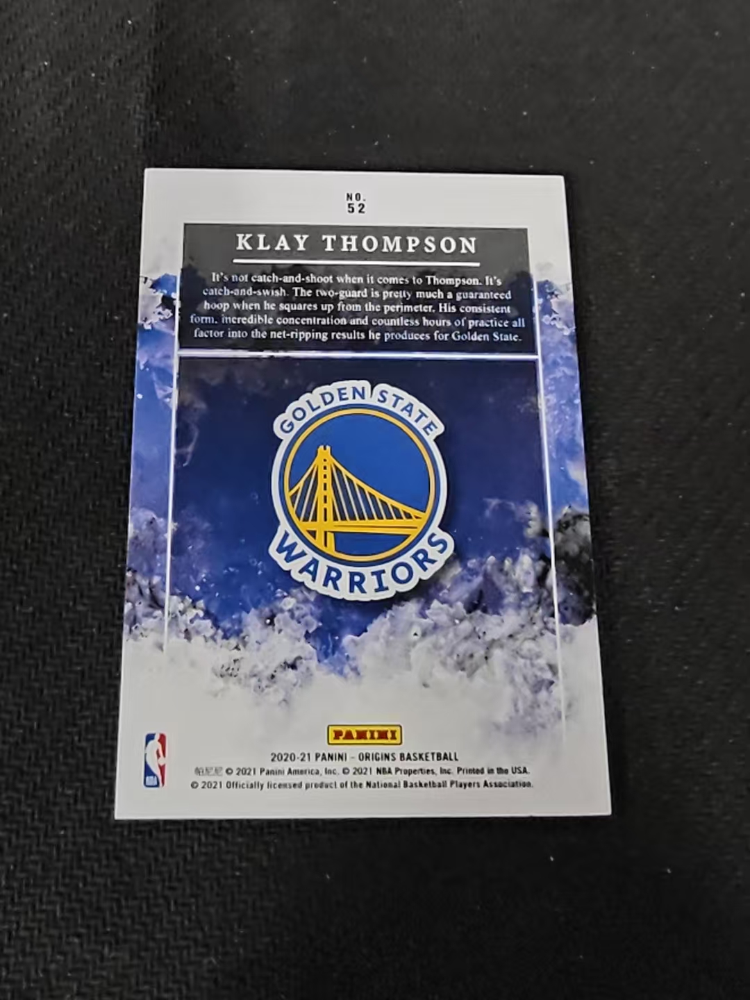 【可合并,不累计】2020-21 Panini Origins Klay Thompson 勇士 佛祖 克莱 汤普森 起源 闪卡 轻印 边角瑕疵 #52