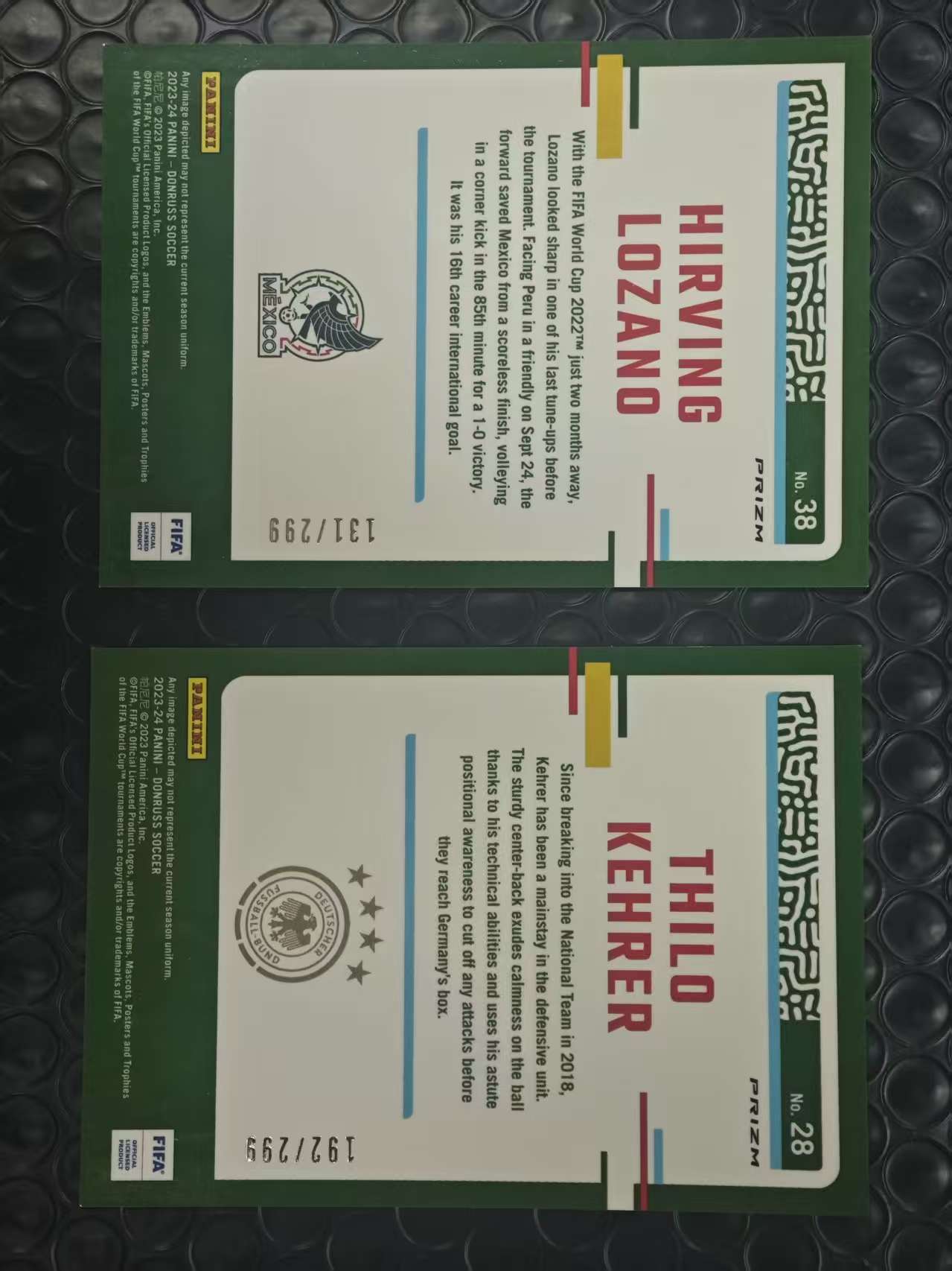 2023-24 Panini Donruss Hirving Lozano 杜蕾斯 墨西哥 洛萨洛 德国 科雷尔 O版 /299编 红折 折射 2张打包LOT 卡品如图【原地起飞卡社】MVP11.6