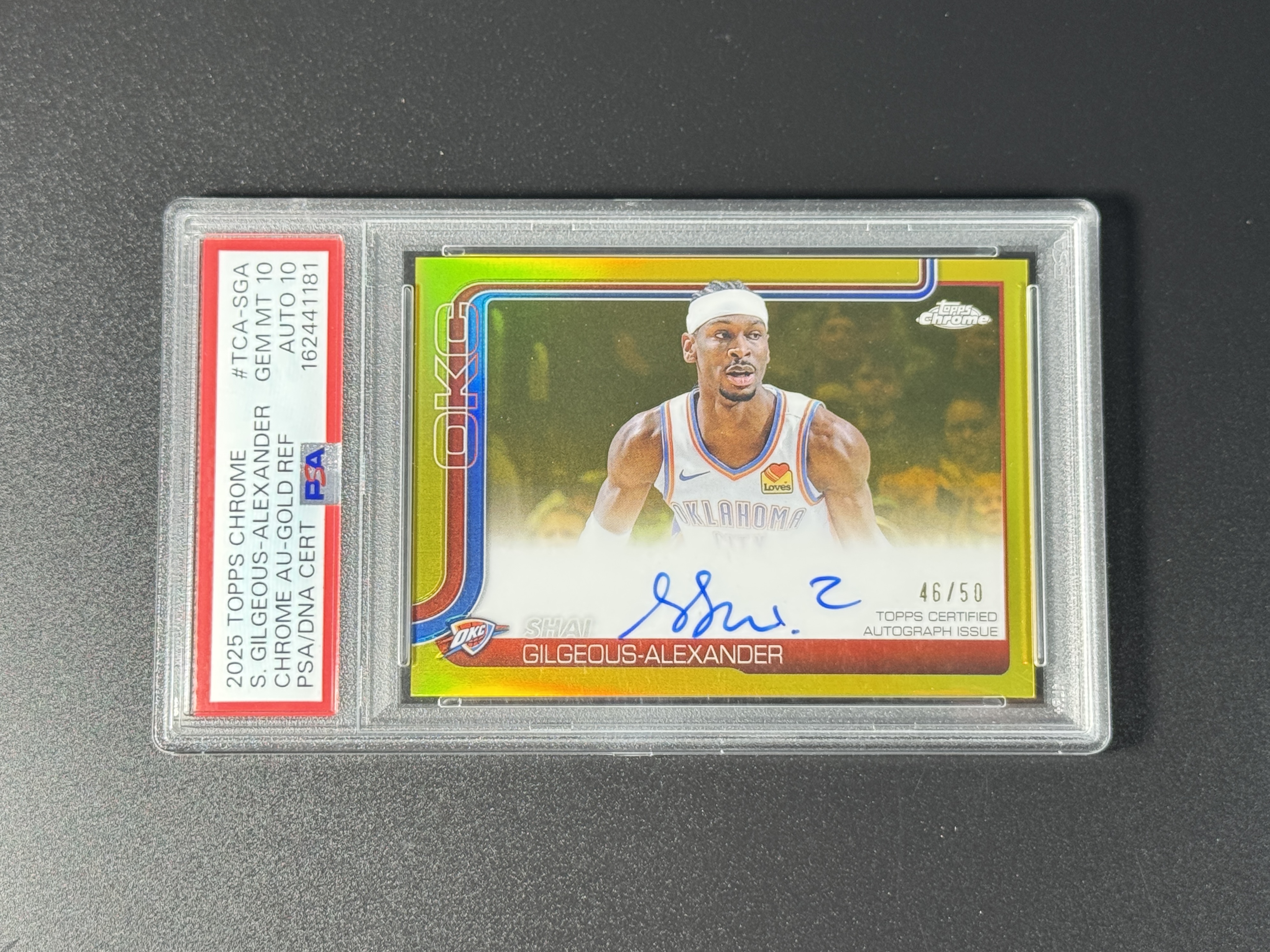 【喷子拍卖】2025-26 topps chrome Shai Gilgeous-Alexander 雷霆 SGA 亚历山大 金折 签字 gold refractor 卡签 50编 大hit卡 PSA双10分 超完美品相 POP7 长宁拉面