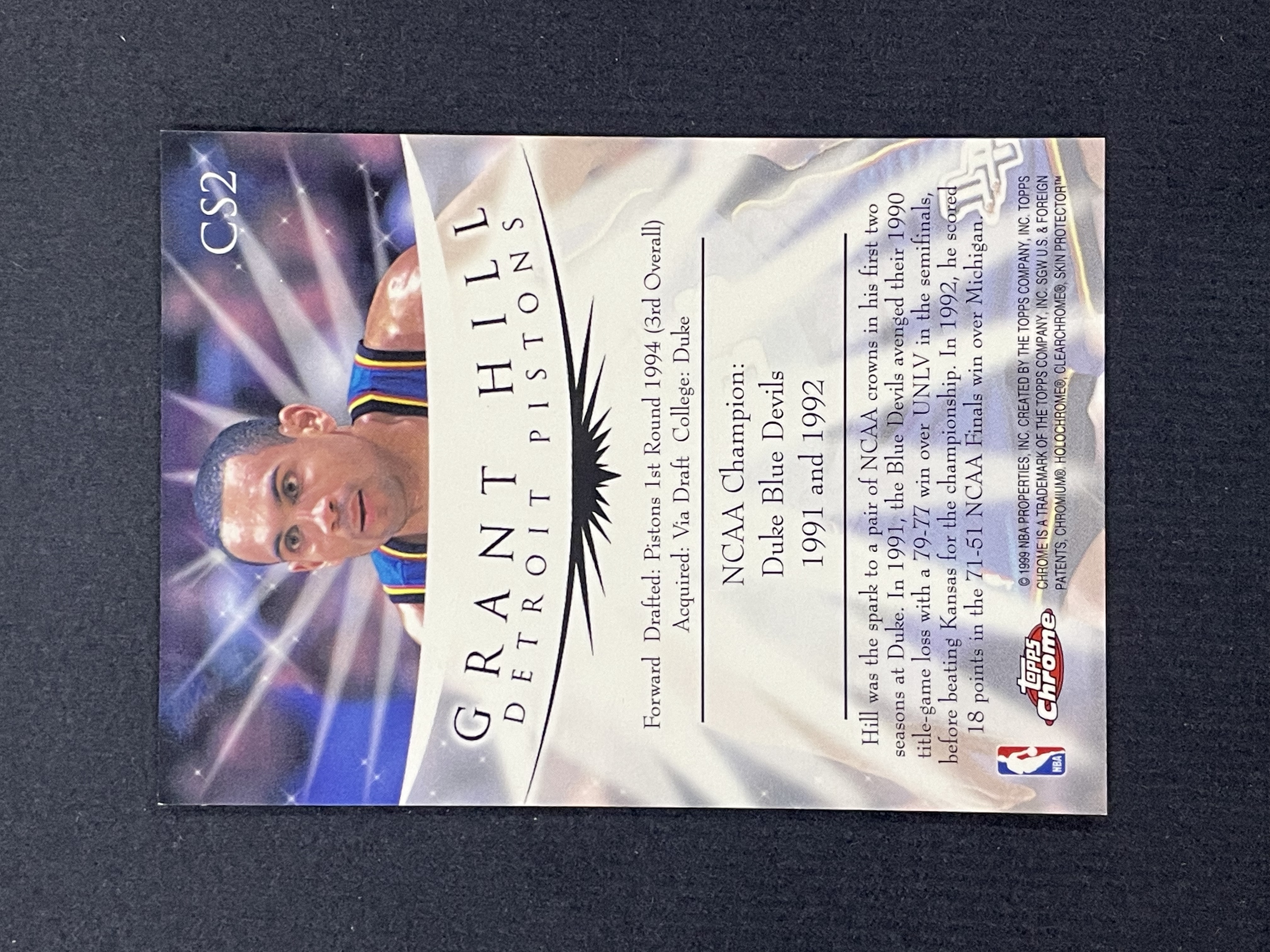 1999 Topps Chrome Grant Hill 【未定义潮】格兰特 希尔 TOPPS 冠军精神 特卡 大比例 活塞 收藏必备 卡品如图