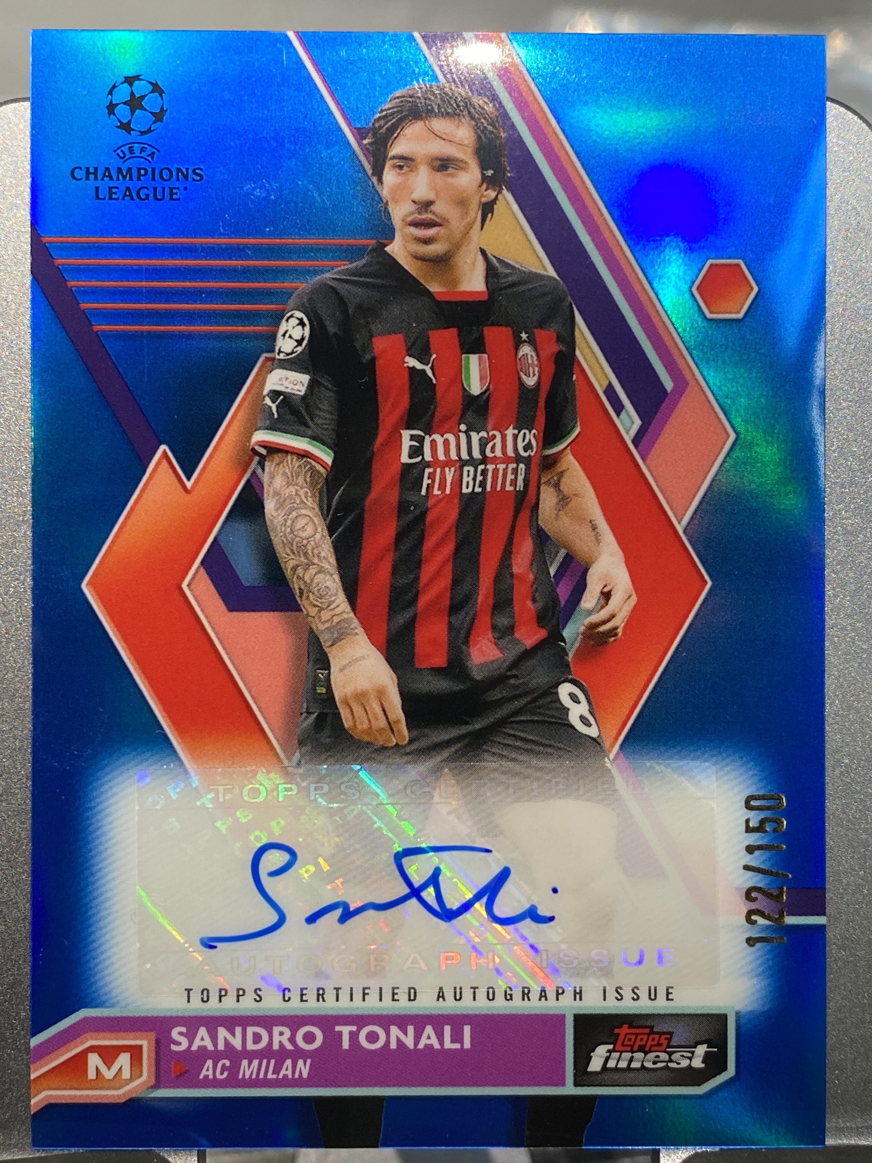 2023 【靓星代拍】 Finest Sandro Tonali 122/150编 欧冠 AC米兰 托纳利 蓝折签字签名 卡品如图 专收凑套必备 #志方