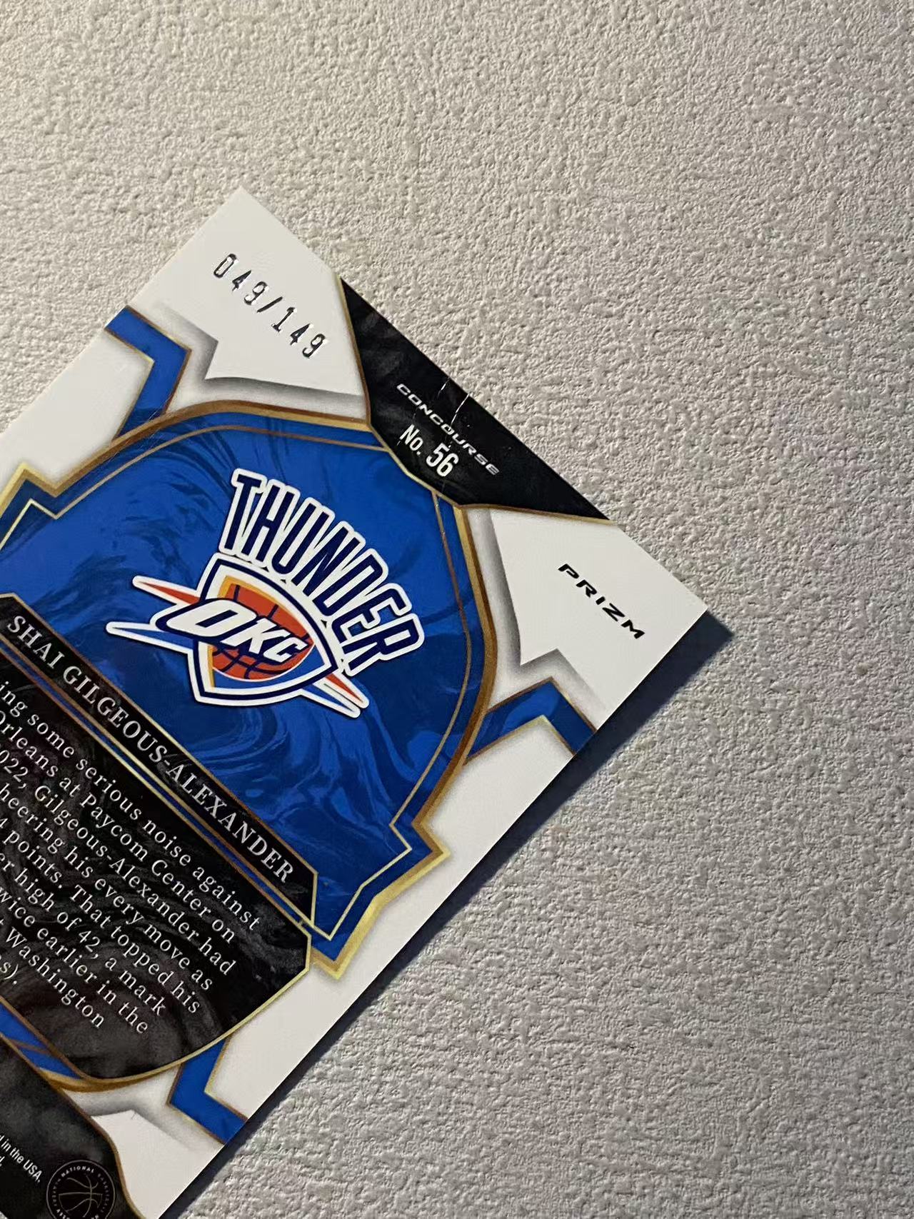 2022-23 Panini Select Shai Gilgeous-Alexander 雷霆 亚历山大 sga /149编 大比例 白折 折射 瑕疵如图 收藏必备