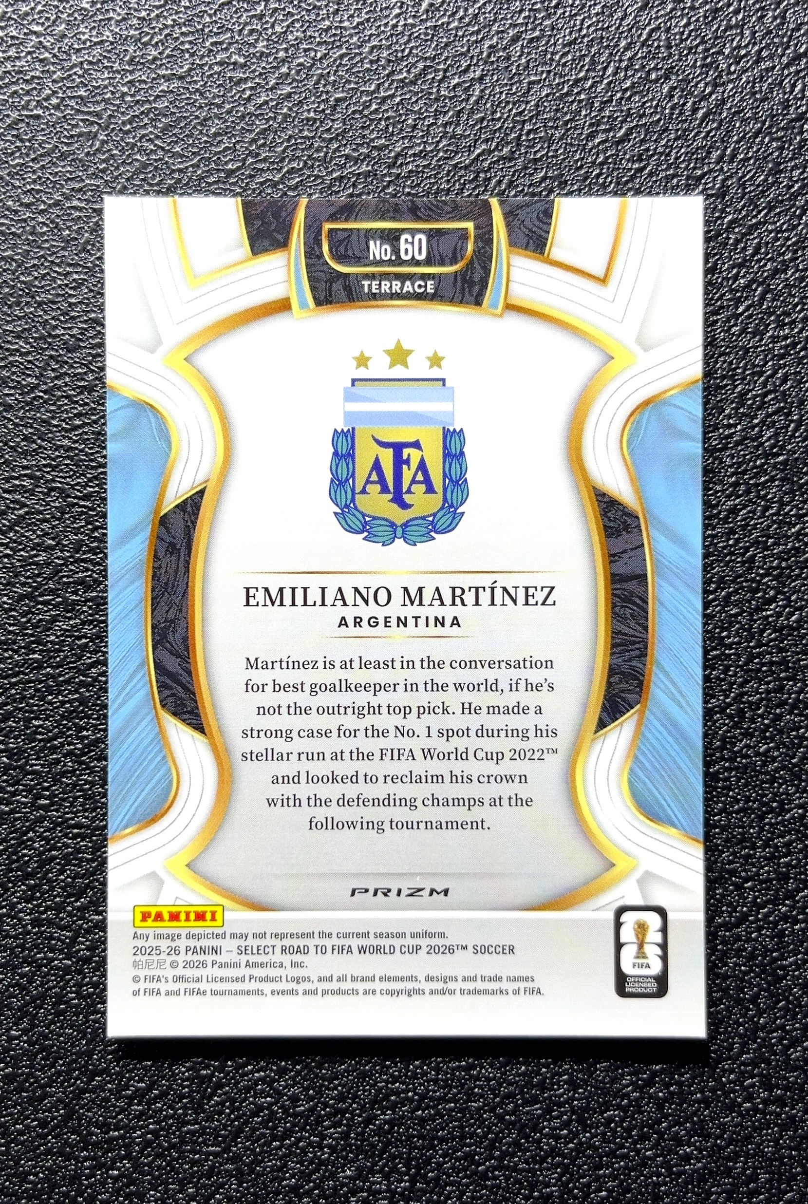 【小白1%代卖】2025 Panini SELECT ROAD TO FIFA WORLD CUP 2026 世界杯之路 EMILIANO MARTÍNEZ 埃米利亚诺·马丁内斯 银折 0808