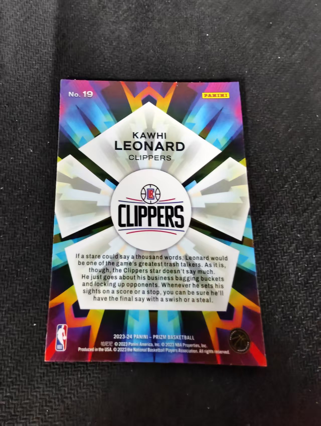 【可合并,不累计】2023-24 Panini Prizm Kawhi Leonard 快船 科怀伦纳德 万花筒特卡 PZ 不保卡品 介意勿拍#19