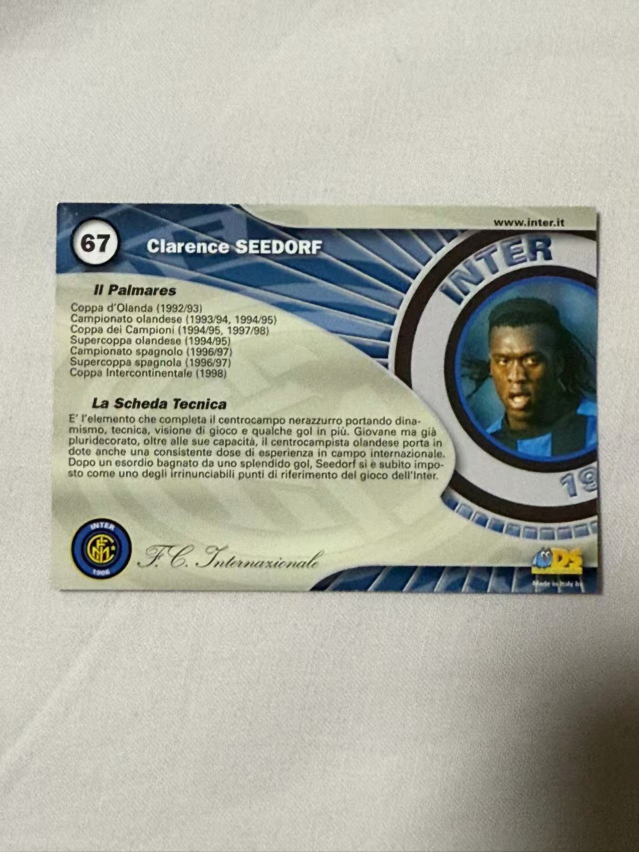 2000 DS 国际米兰队卡 Clarence Seedorf 【mxn拍卖】西多夫 25年老卡 荷兰 AC米兰 国际米兰 皇马 阿贾克斯 桑普多利亚 不发到付