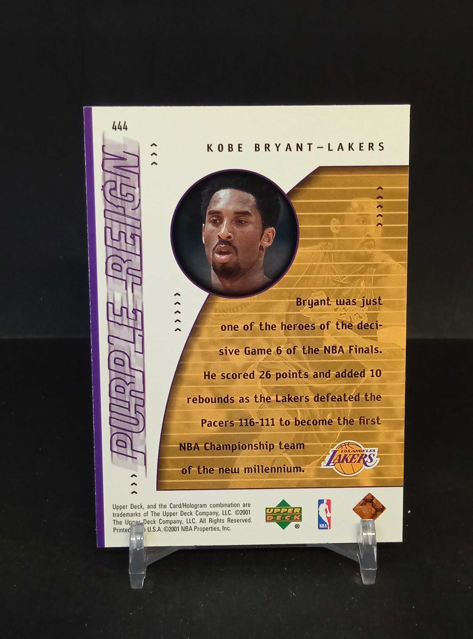 【DC拍卖】7.23CR7(微瑕)00-01 Upper Deck Purple Reign Kobe Bryant 科比湖人紫金王朝冠军特卡 #444 正反面实拍
