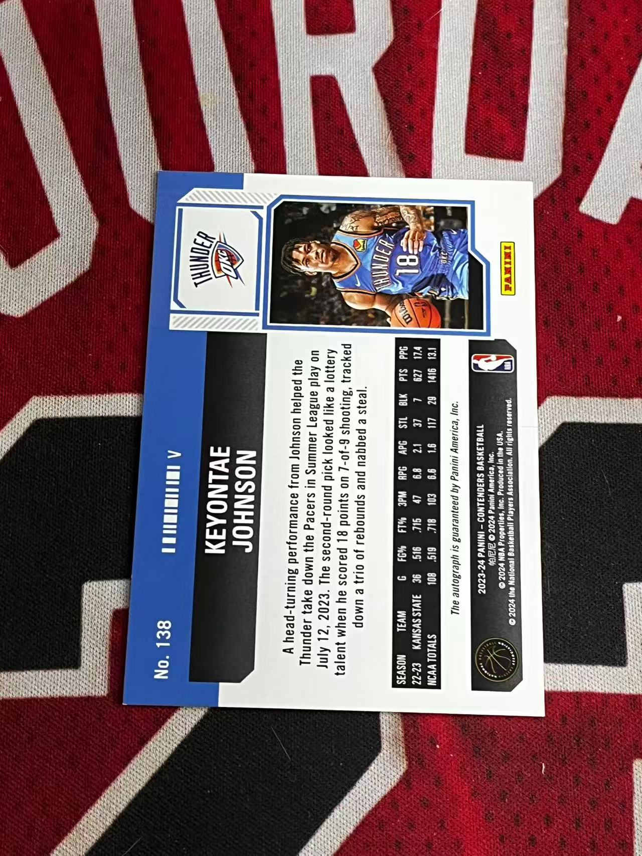 【接寄拍】2023-24 PANINI CONTENDERS 球票系列 雷霆 新秀RC 基昂泰约翰逊 49编 签字卡 卡签 变化版新秀球票签字卡 银折 折射 专收凑套必备【烂臭嘴拍卖】