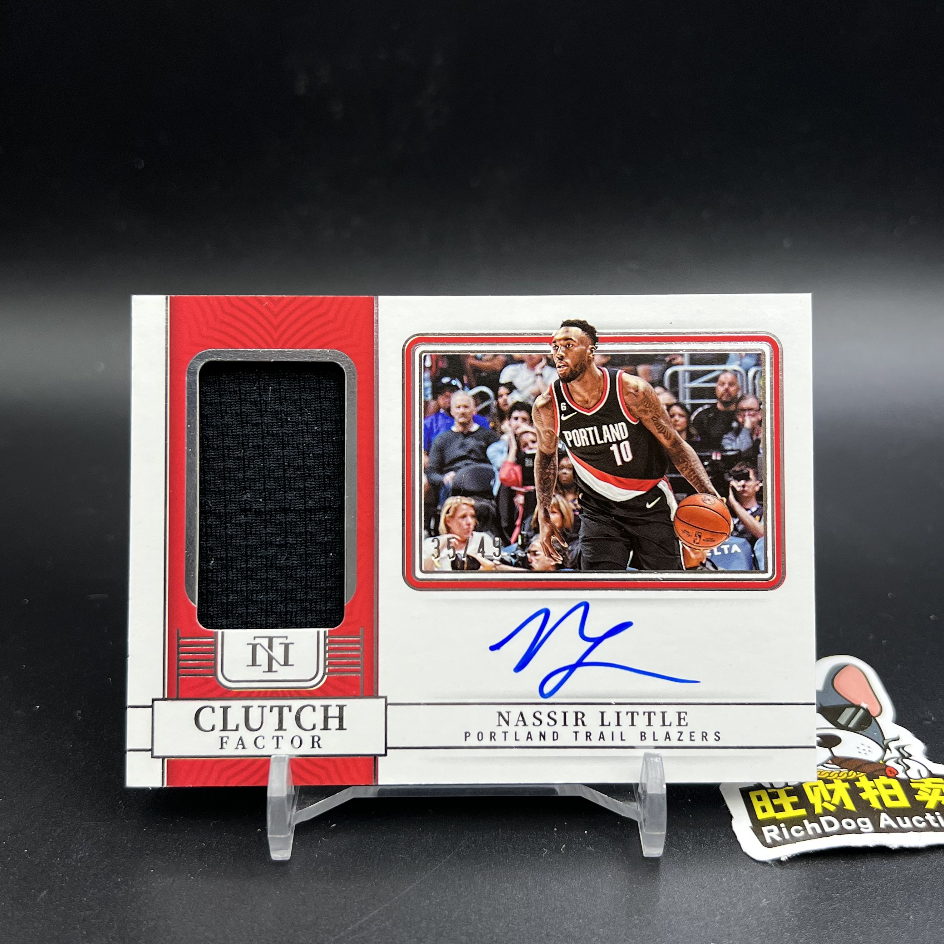 2022-23 Panini - Nassir Little 【旺财拍卖C】A68 National Treasures 国宝 开拓者 纳西尔 利特尔 49编 签字 卡签 球衣物料JA 瑕疵 重置N